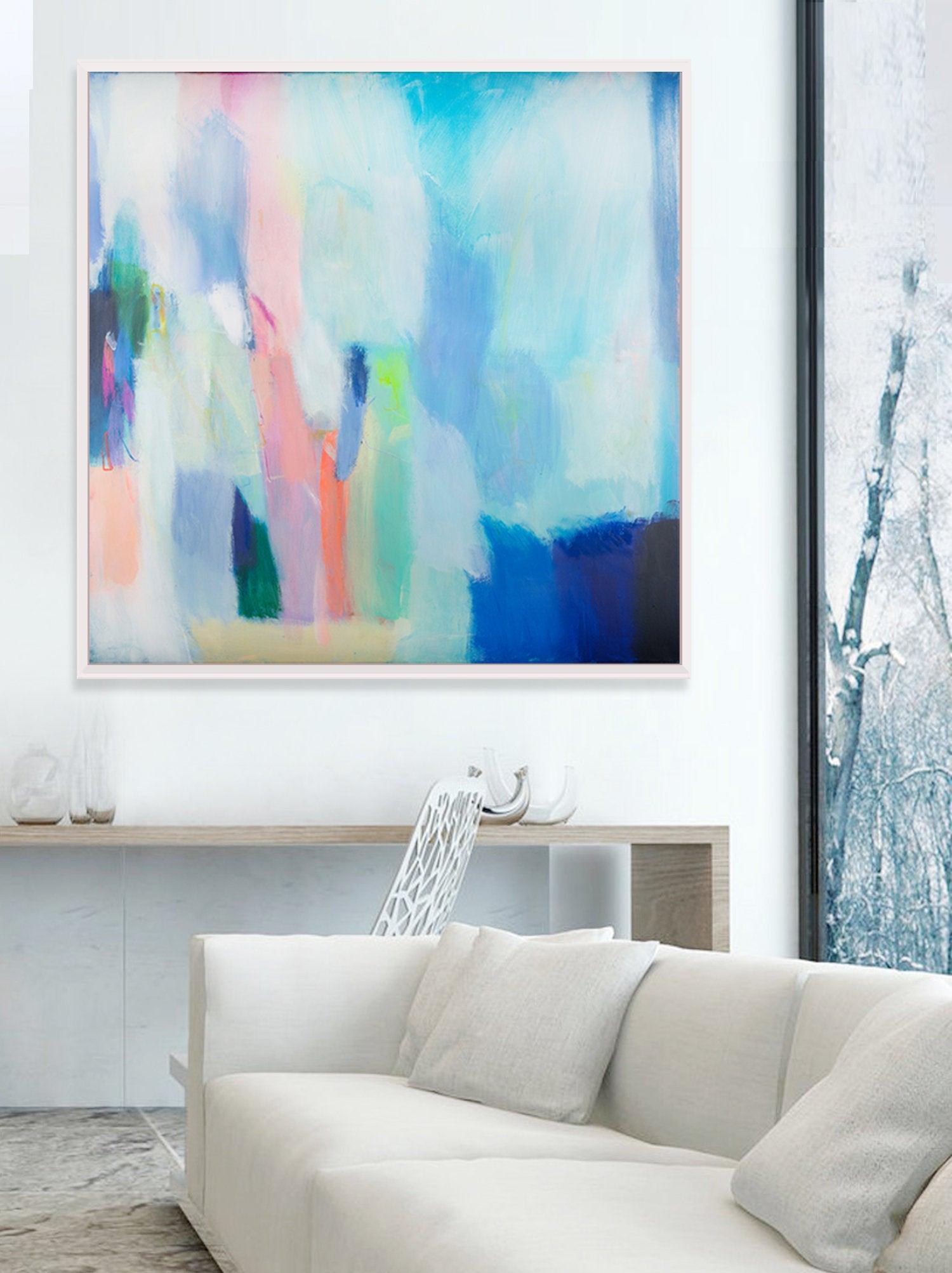 Abstract print, large modern wall art, abstract painting print, blue wall decor, living room wall art, Camilo Matis - camilomattis.com