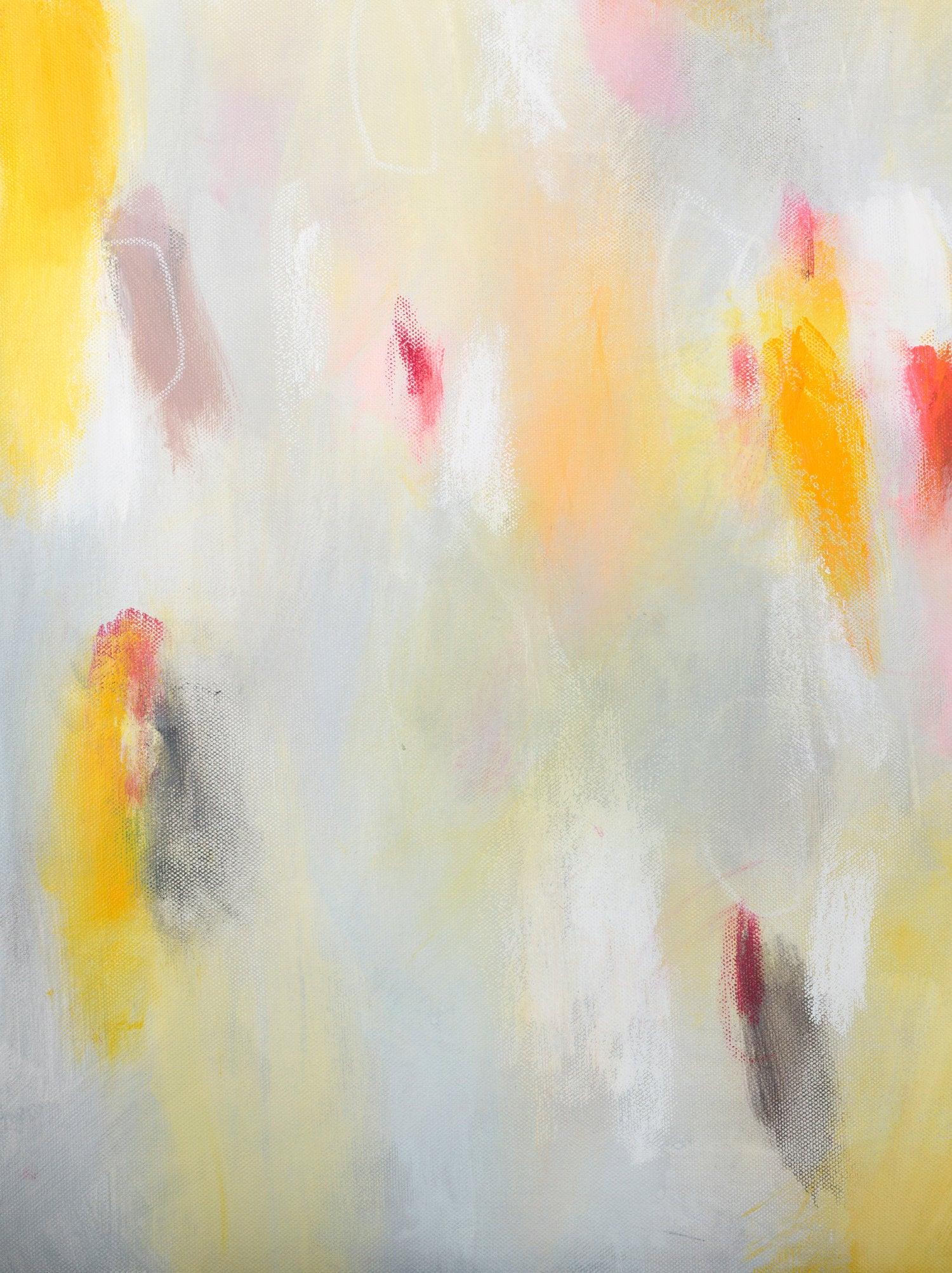 Yellow abstract painting flowers landscape print extra large wall print nature wall art print, Camilo Mattis - camilomattis.com