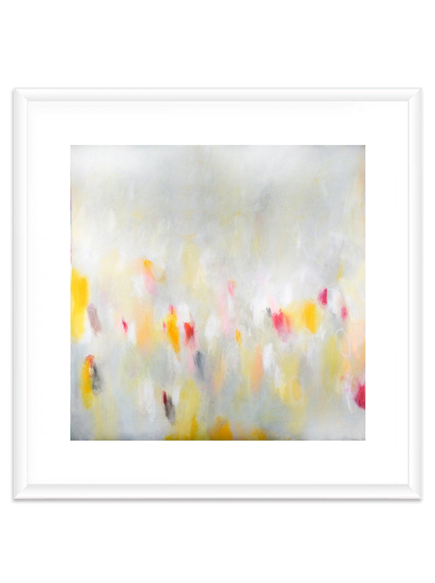 Yellow abstract painting flowers landscape print extra large wall print nature wall art print, Camilo Mattis - camilomattis.com