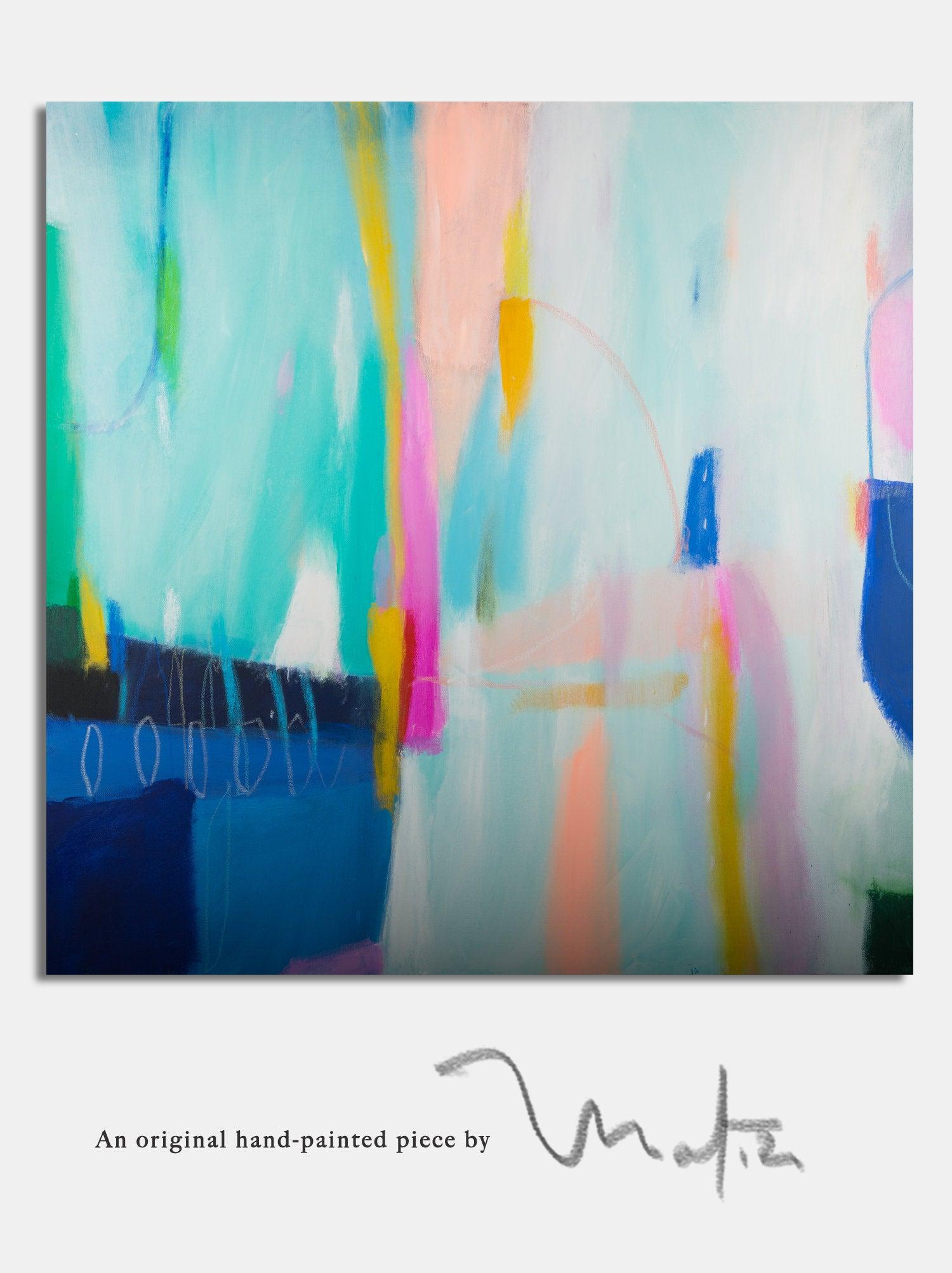 Teal blue abstract painting, abstract colorful painting , modern, original acrylic abstract art, abstract modern wall art - camilomattis.com