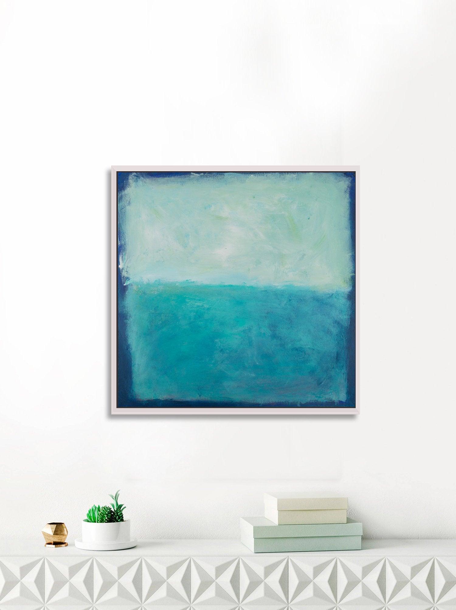 Blue Canvas art abstract painting, ocean wall art decor, Abstract Beach Art, Colorful Abstract Art Acrylic painting by Camilo Mattis - camilomattis.com