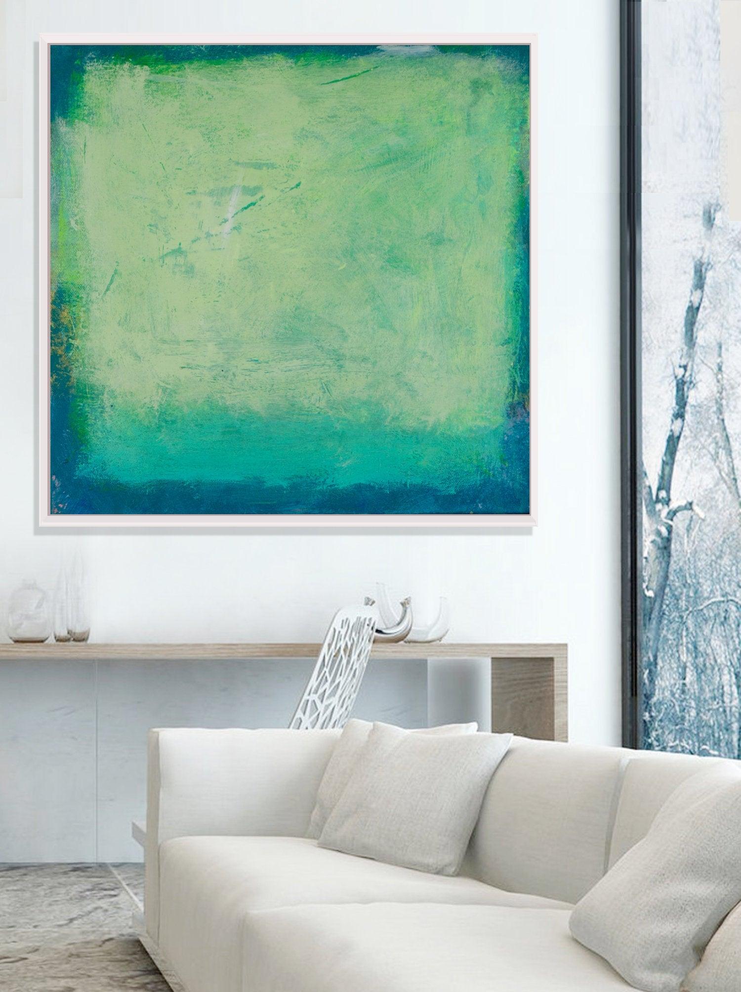 Green Abstract Landscape Painting Blue and Turquoise Original Painting on Canvas Contemporary Abstract Art Wall Decor Texture Painting - camilomattis.com