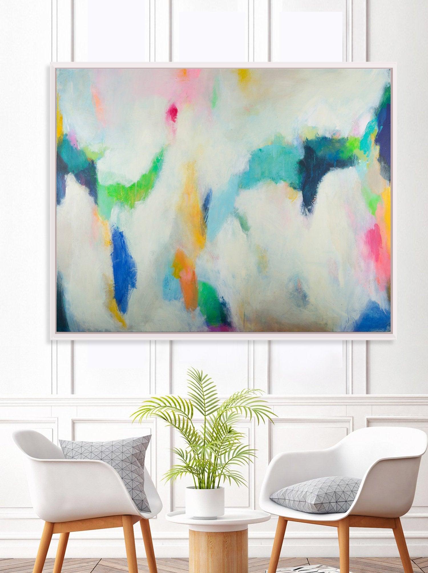 Extra large wall art abstract painting, wall art print, abstract art print, teal wall art decor by Camilo Matti - camilomattis.com