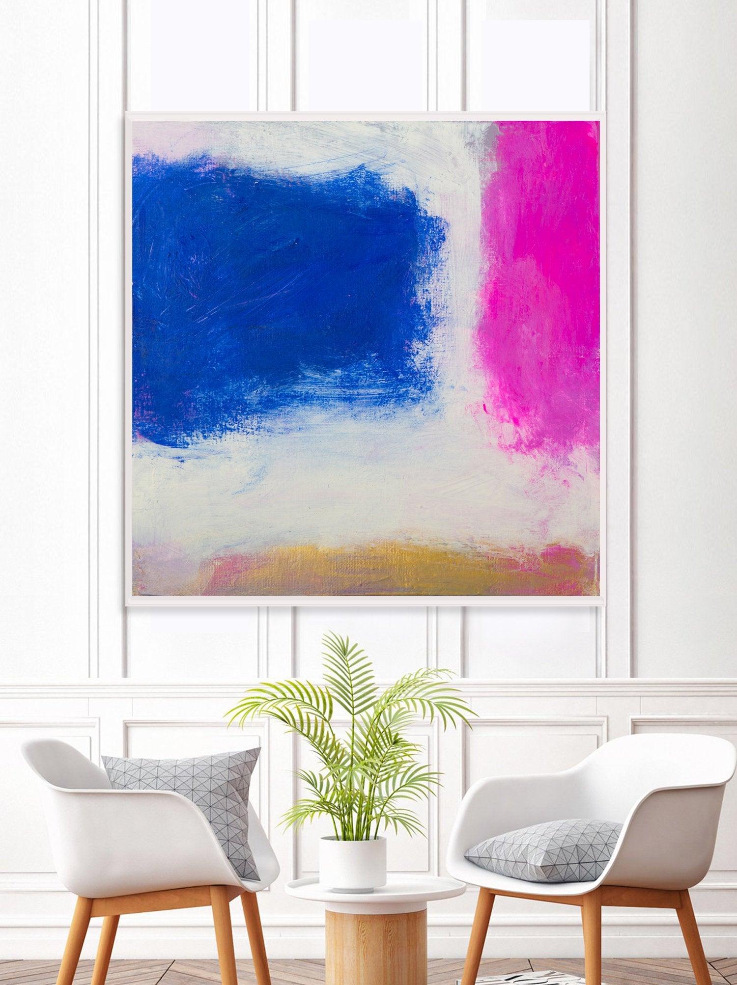 Pink abstract painting large Canvas original Painting pink and blue abstract Painting pink canvas painting large wall art - camilomattis.com