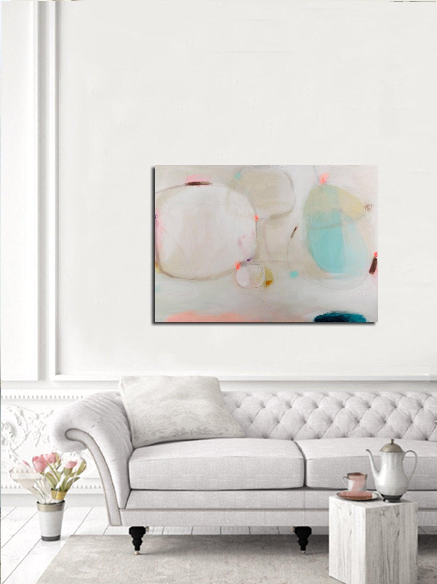Beige Abstract art print, large modern wall art, abstract painting print, beige wall decor, living room wall art, Camilo Mattis - camilomattis.com