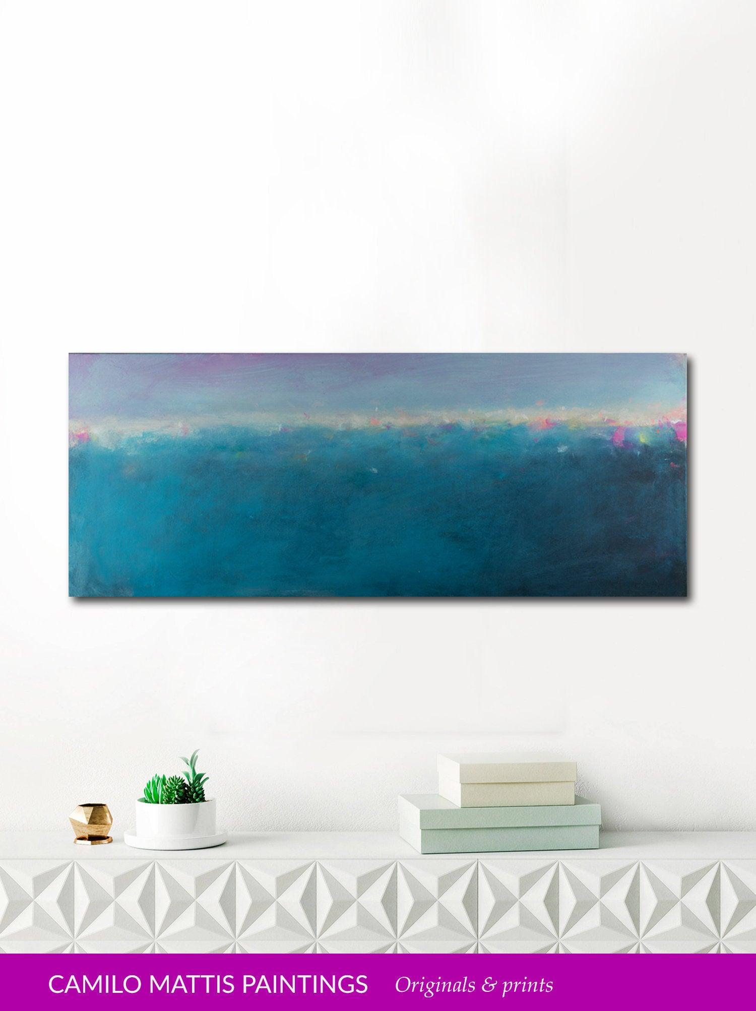 Coastal wall decor beach wall art blue abstract art nautical decor beach house decor teal blue abstract by Camilo Mattis - camilomattis.com