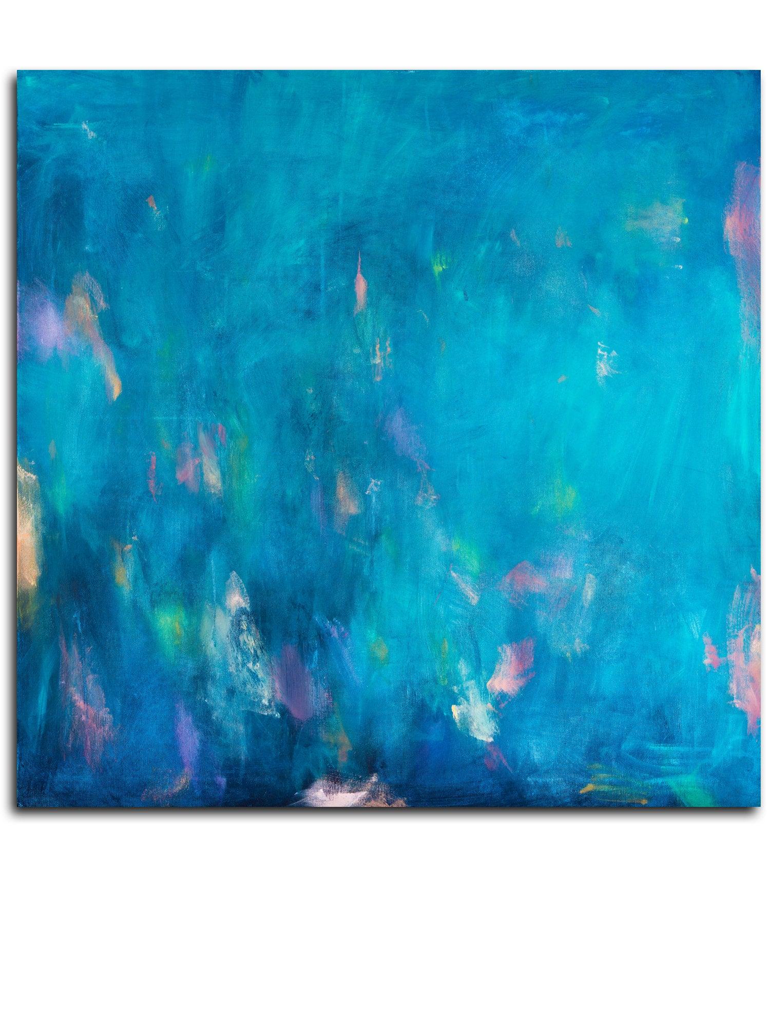 Blue abstract wall art, abstract art teal wall art decor canvas painting, large wall art, abstract canvas art by Camilo Mattis - camilomattis.com