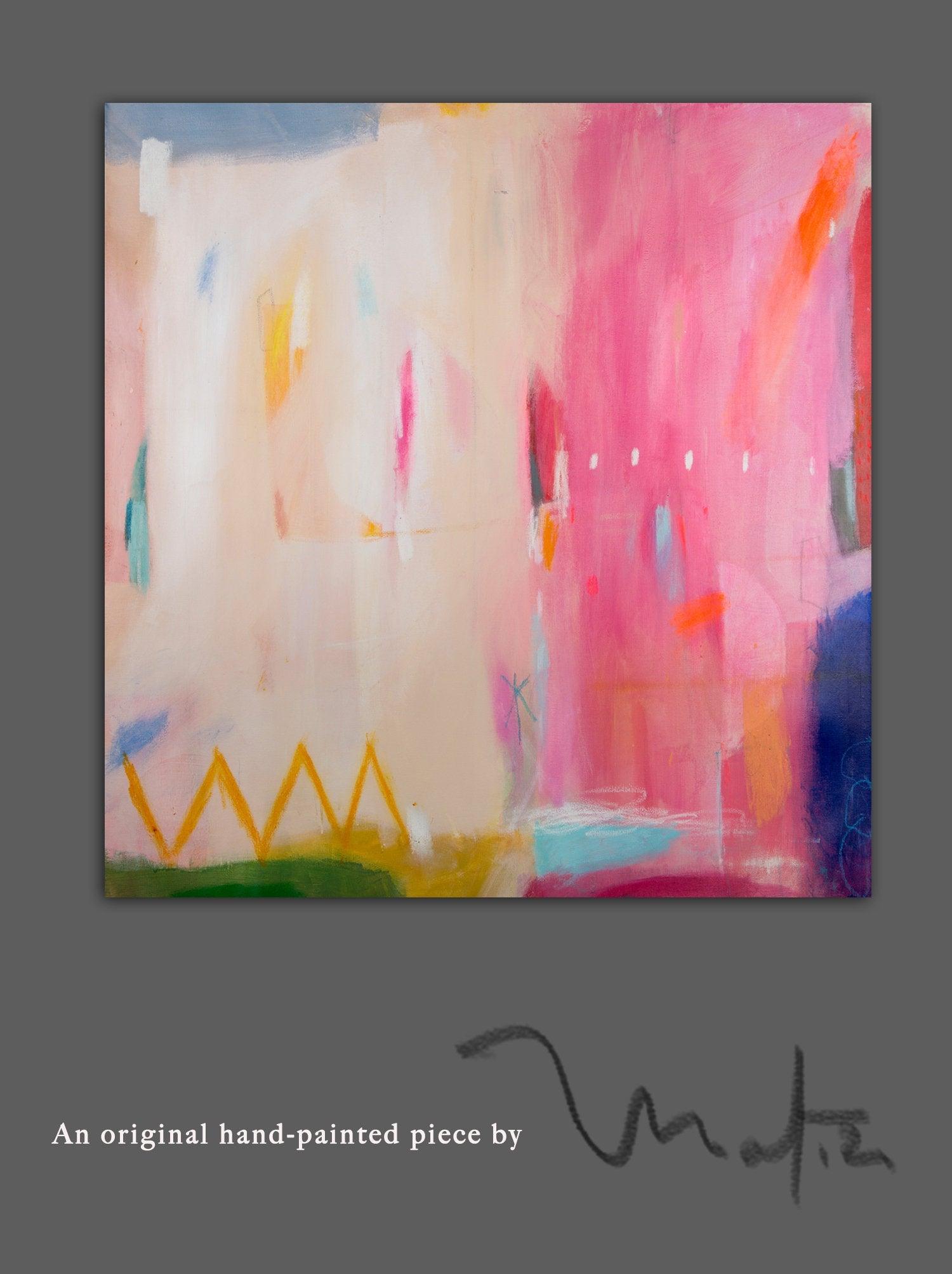 Abstract art print, pink wall art, large modern wall art, abstract painting print, beige wall decor, canvas print, Camilo Mattis - camilomattis.com