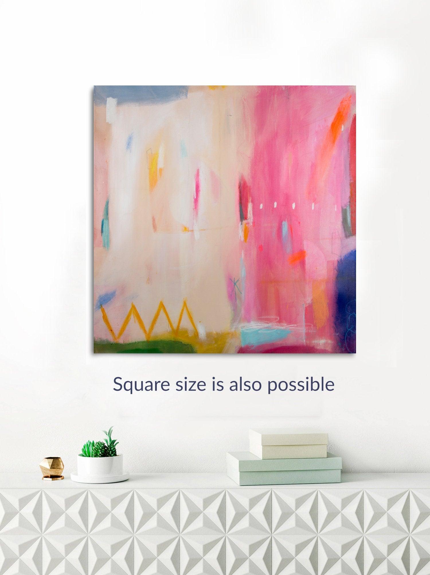 Abstract art print, pink wall art, large modern wall art, abstract painting print, beige wall decor, canvas print, Camilo Mattis - camilomattis.com