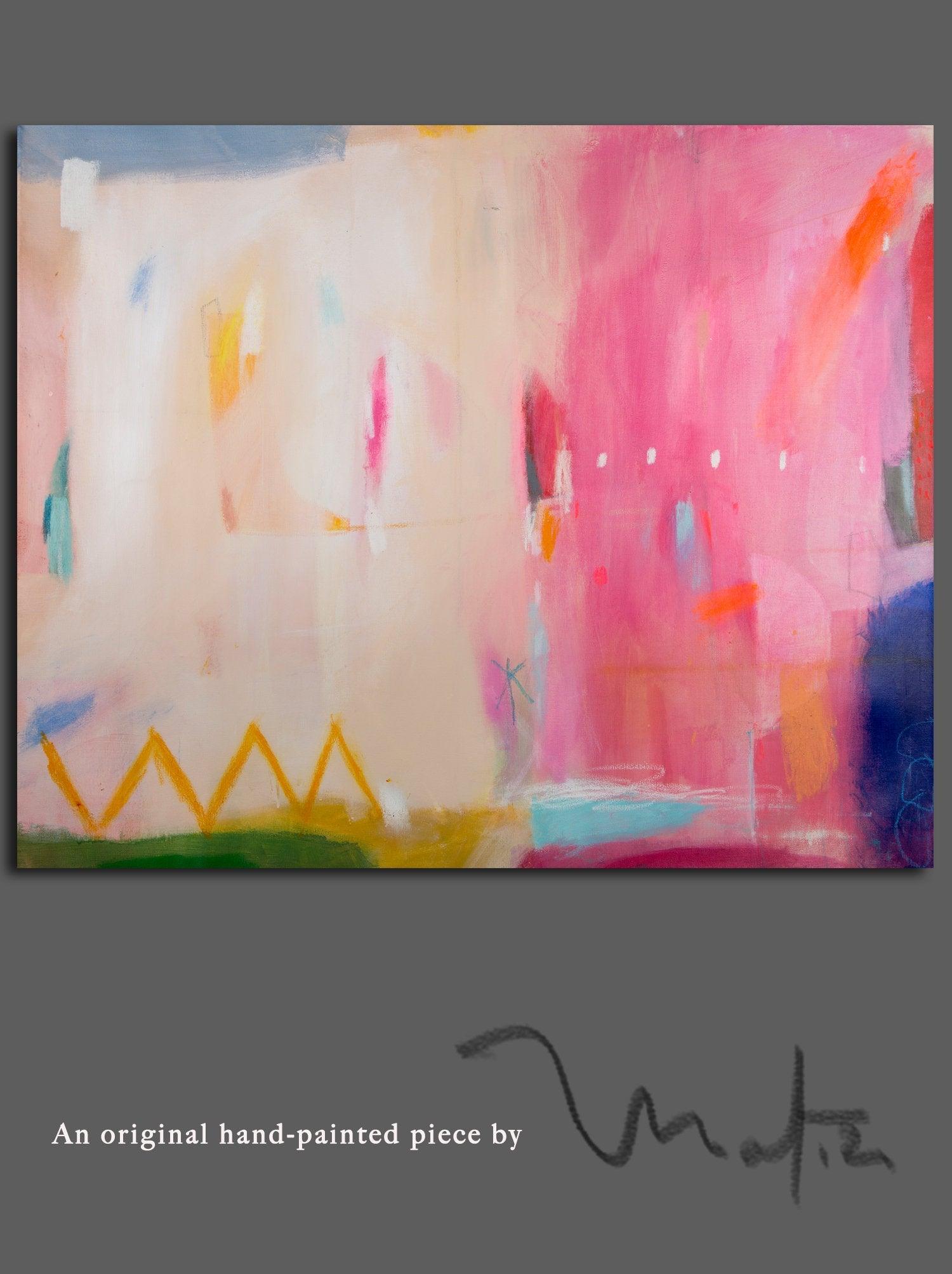Abstract art print, pink wall art, large modern wall art, abstract painting print, beige wall decor, canvas print, Camilo Mattis - camilomattis.com