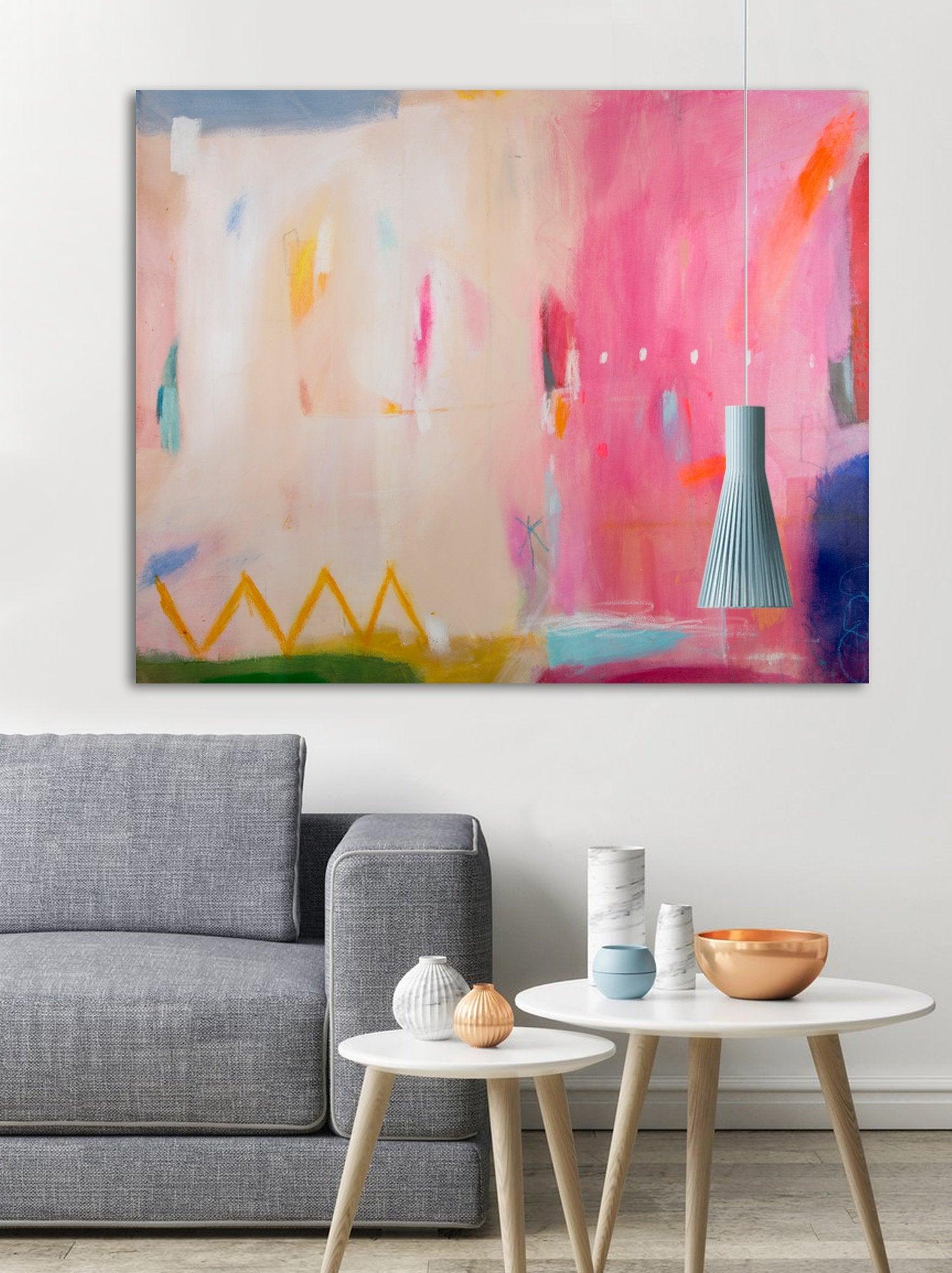Abstract art print, pink wall art, large modern wall art, abstract painting print, beige wall decor, canvas print, Camilo Mattis - camilomattis.com