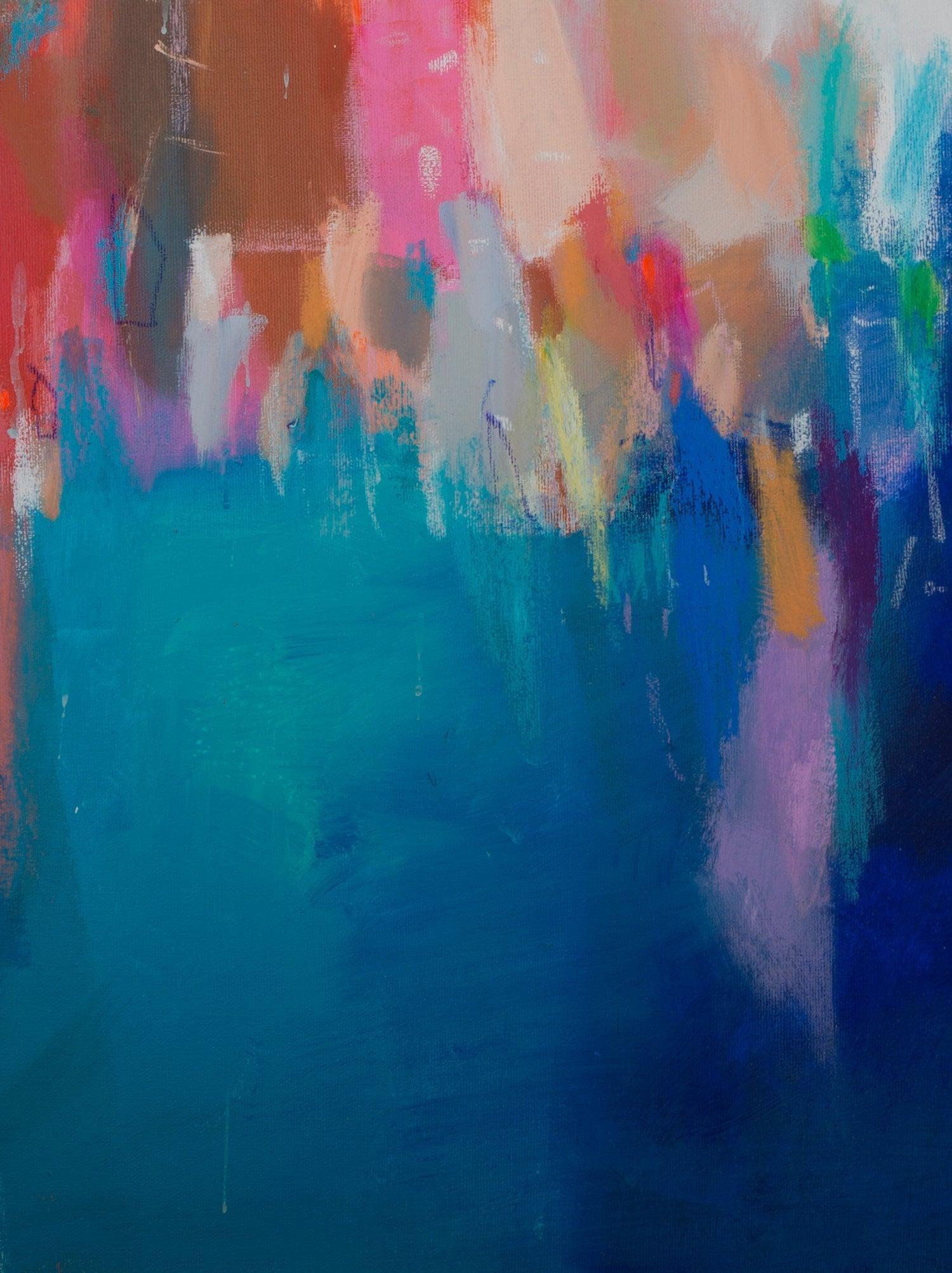 Blue original painting Coastal wall art colorful wall art extra large Italy landscape - camilomattis.com