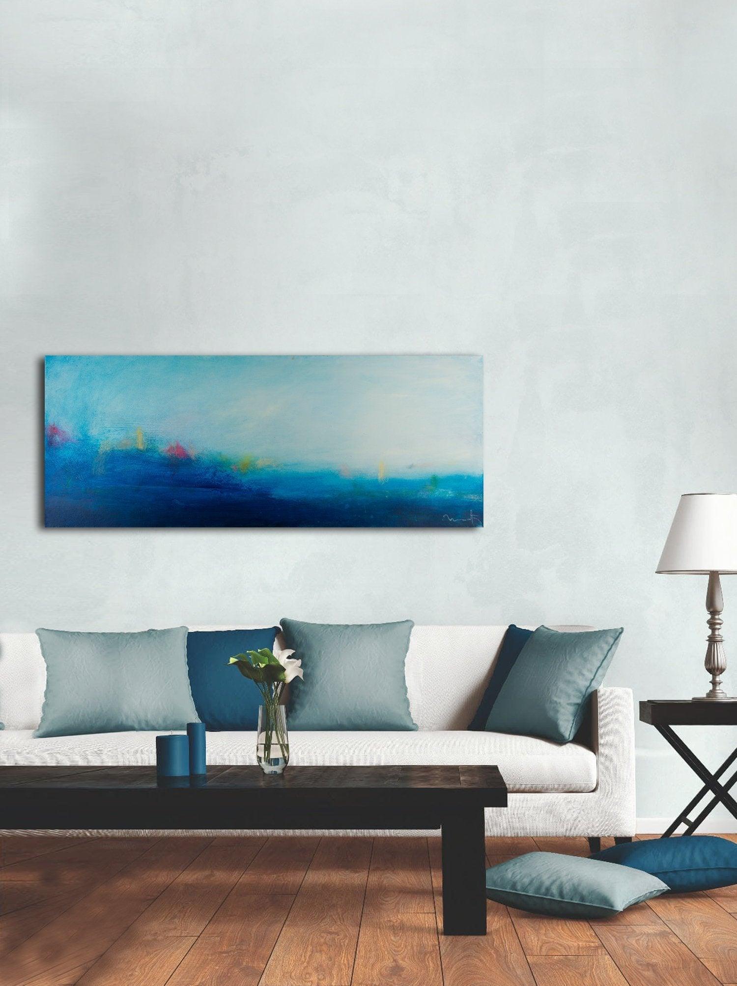 Blue landscape painting coastal painting original beach decor coastal decor nature wall art by Camilo Matti - camilomattis.com