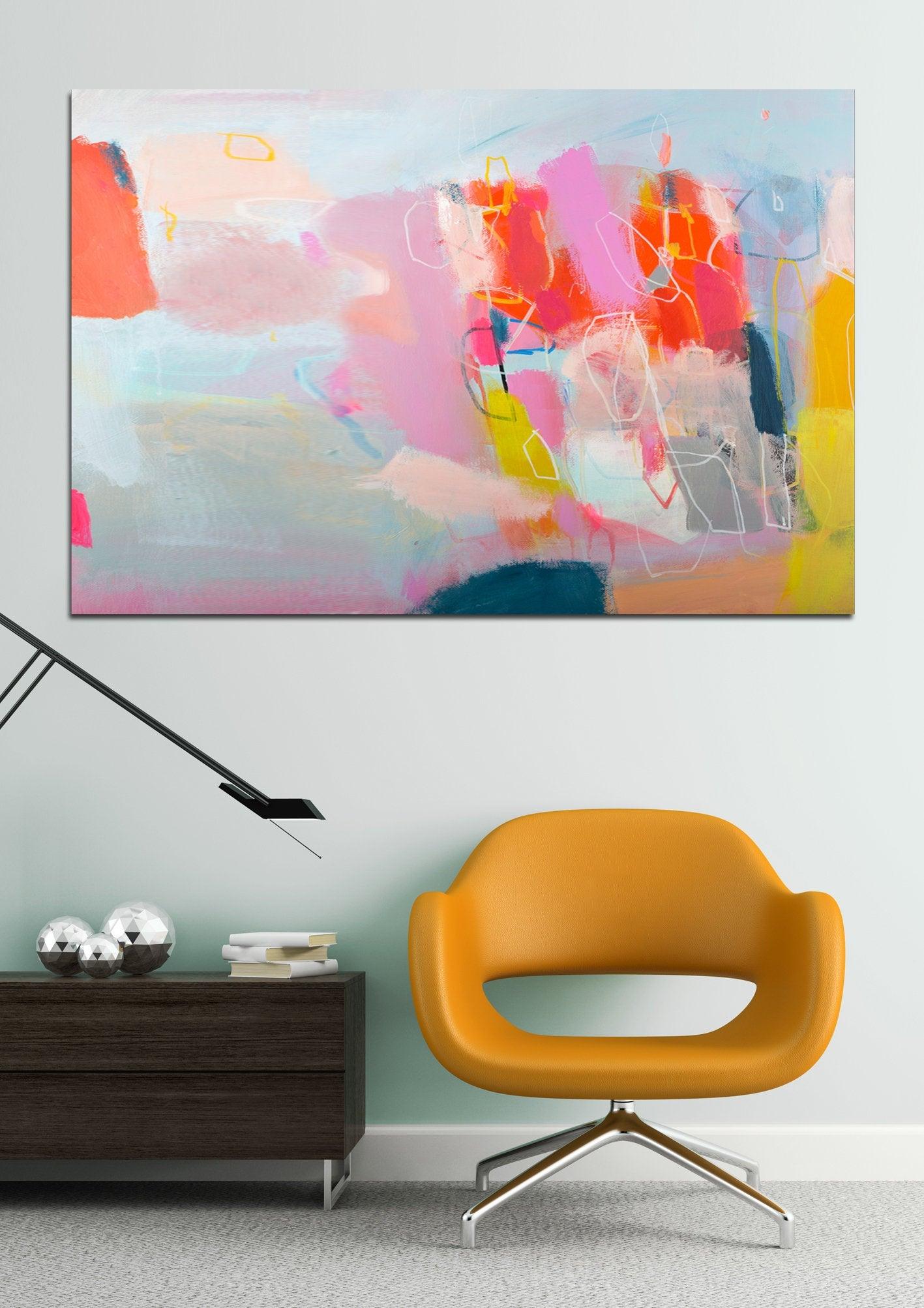 Extra large wall art abstract art print Pink wall art print above bed wall art by Camilo Mattis - camilomattis.com