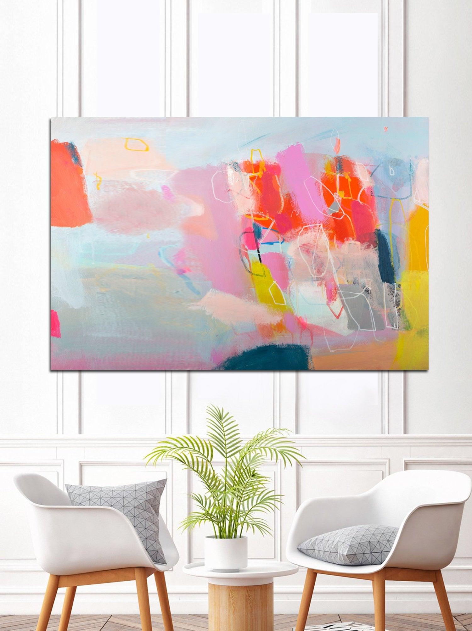 Extra large wall art abstract art print Pink wall art print above bed wall art by Camilo Mattis - camilomattis.com