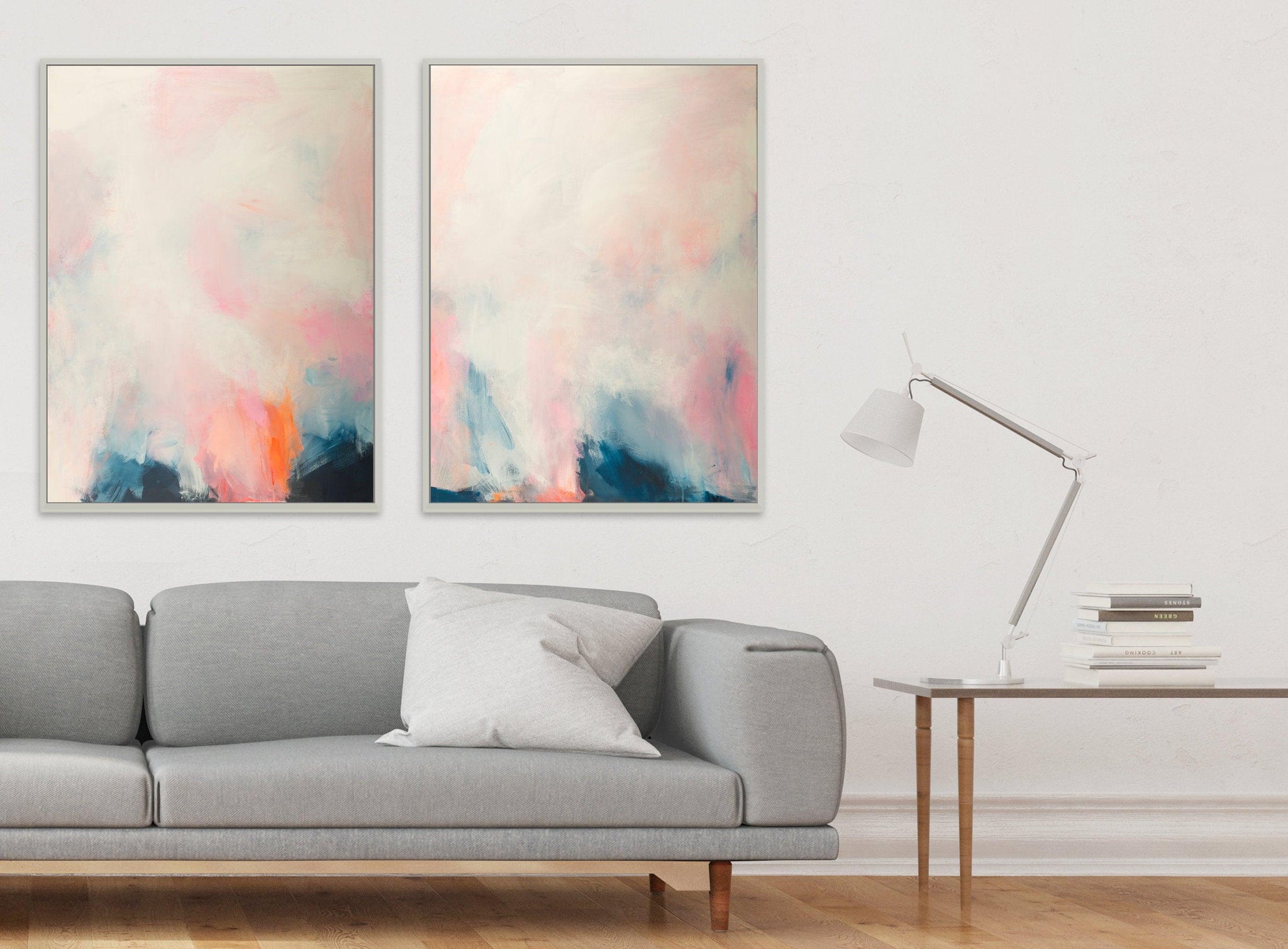 Pink and blue extra large wall art set, Modern Wall Art, Set of 2 Prints, Bedroom Decor, Zen Wall Art, Abstract Wall Art by Camilo Mattis - camilomattis.com