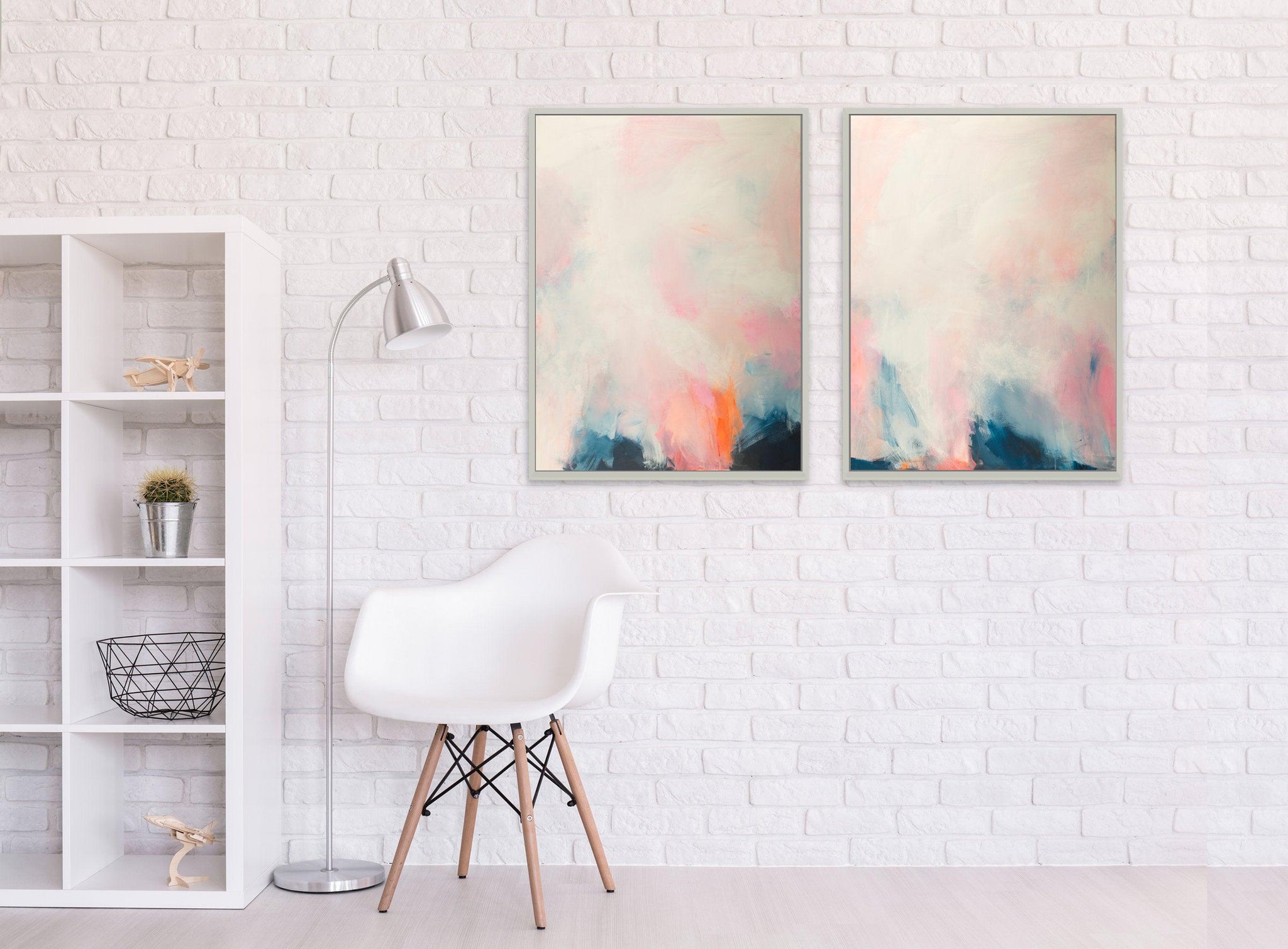 Pink and blue extra large wall art set, Modern Wall Art, Set of 2 Prints, Bedroom Decor, Zen Wall Art, Abstract Wall Art by Camilo Mattis - camilomattis.com