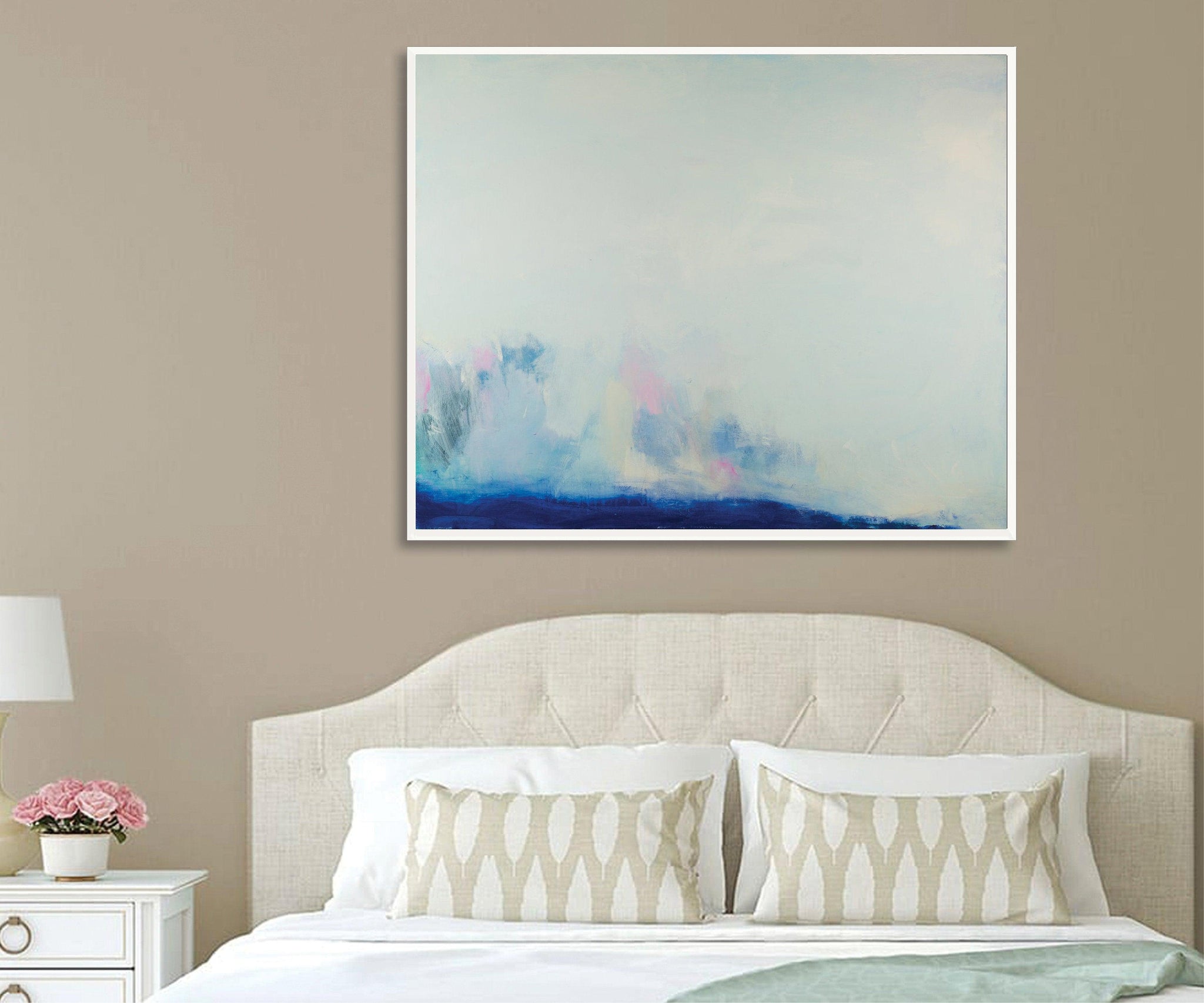 Light blue ocean cloud painting tale landscape original painting seascape painting on canvas by Camilo Mattis - camilomattis.com