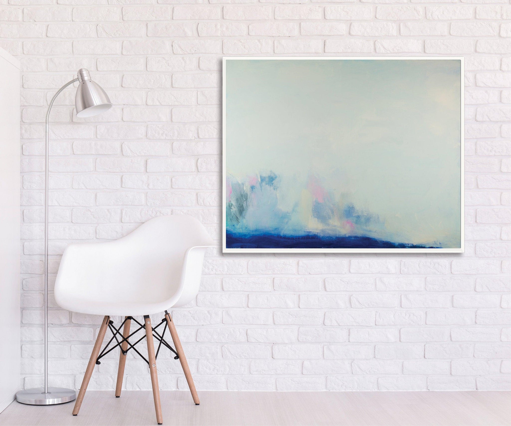 Light blue ocean cloud painting tale landscape original painting seascape painting on canvas by Camilo Mattis - camilomattis.com