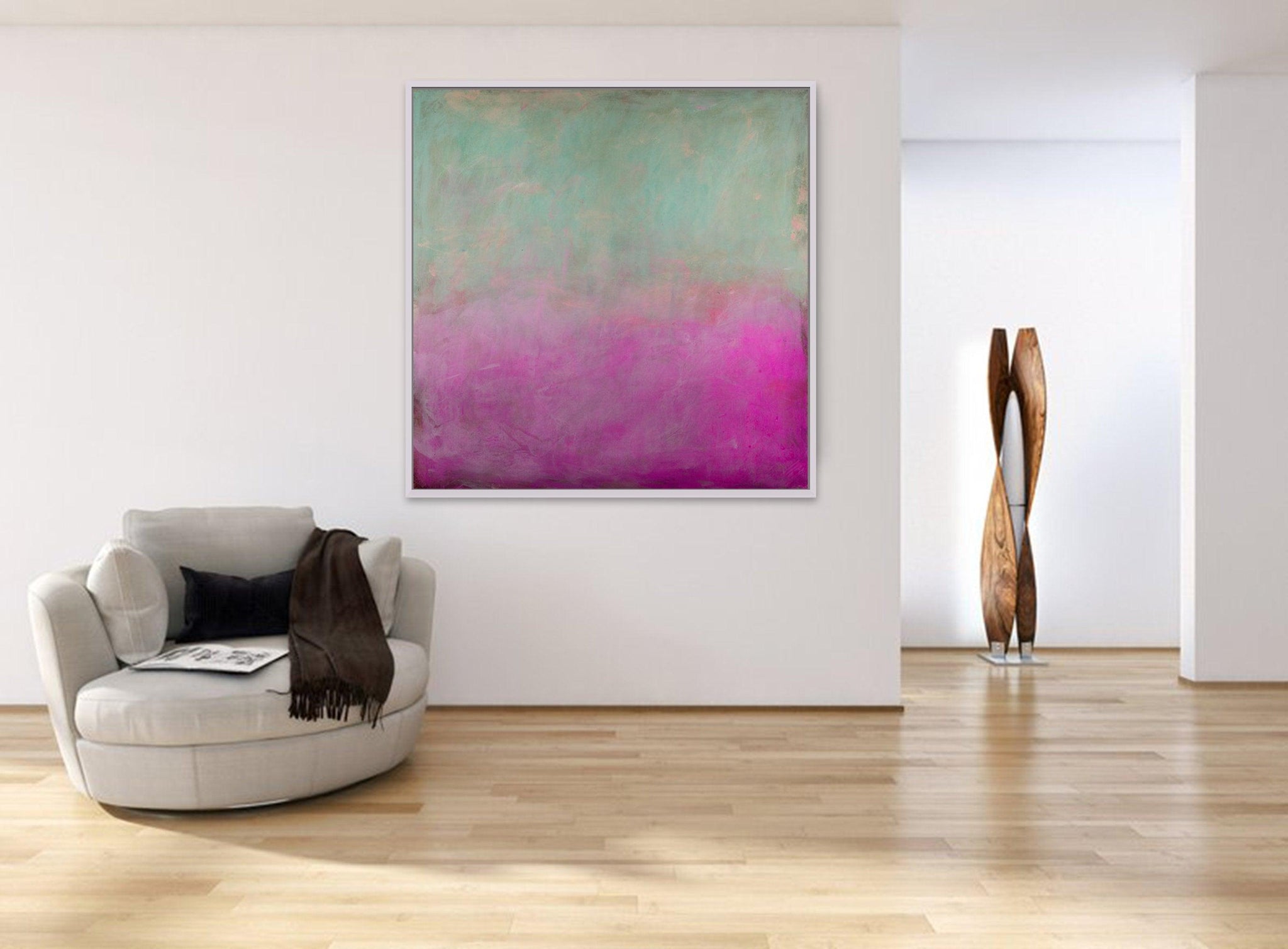 Extra large print teal wall art teal decor pink and teal art pink wall art print minimalist art by Camilo Mattis - camilomattis.com