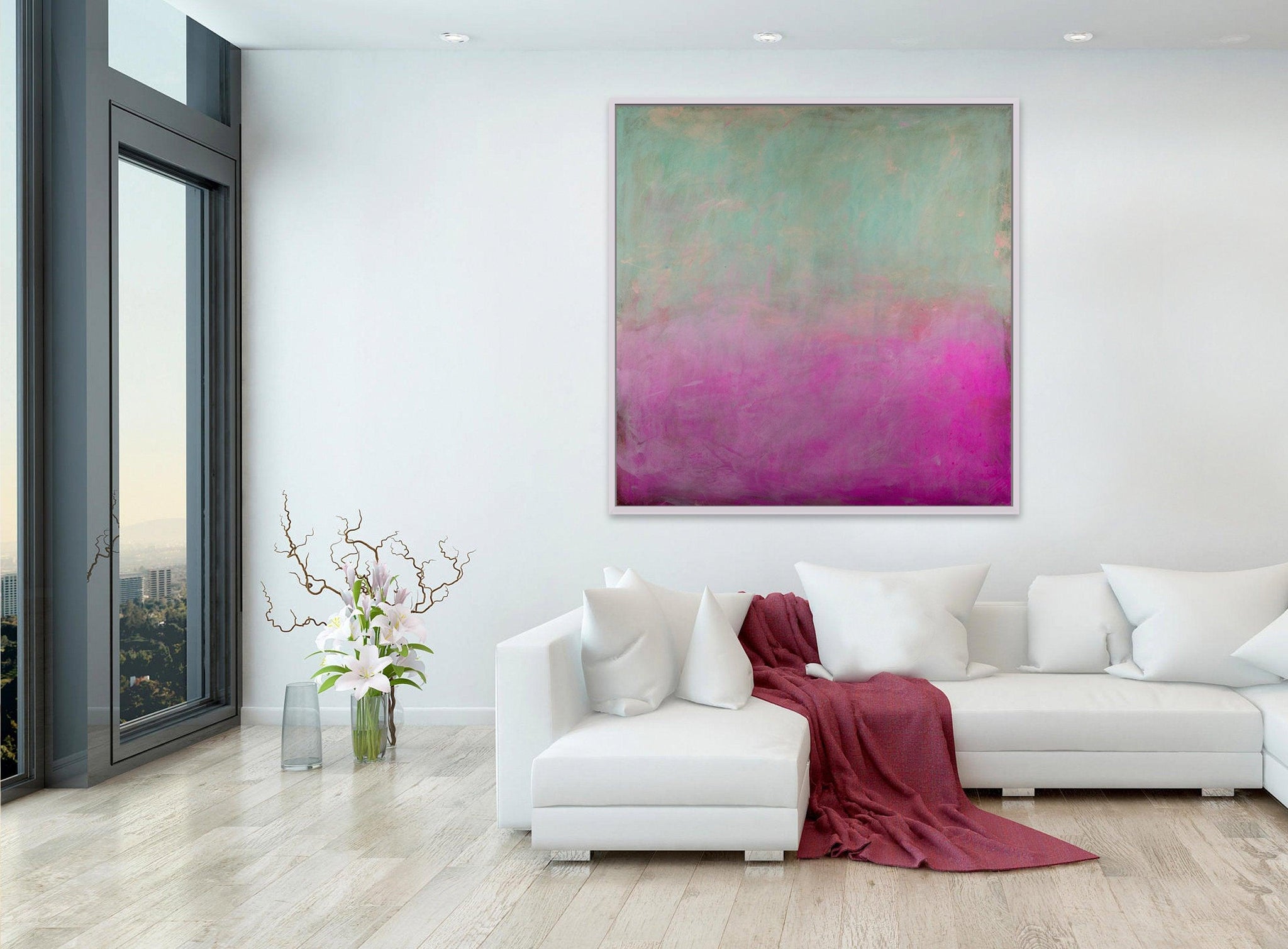 Extra large print teal wall art teal decor pink and teal art pink wall art print minimalist art by Camilo Mattis - camilomattis.com