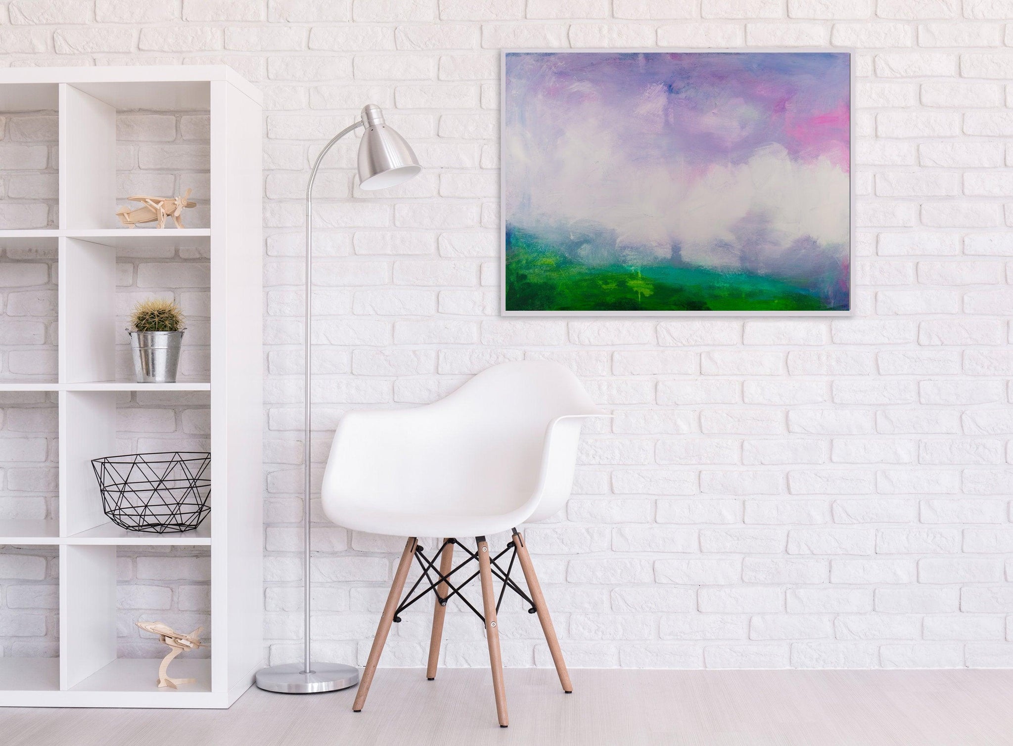 Landscape painting cloud painting wall art abstract painting, gallery wall, wall art canvas, green abstract - camilomattis.com