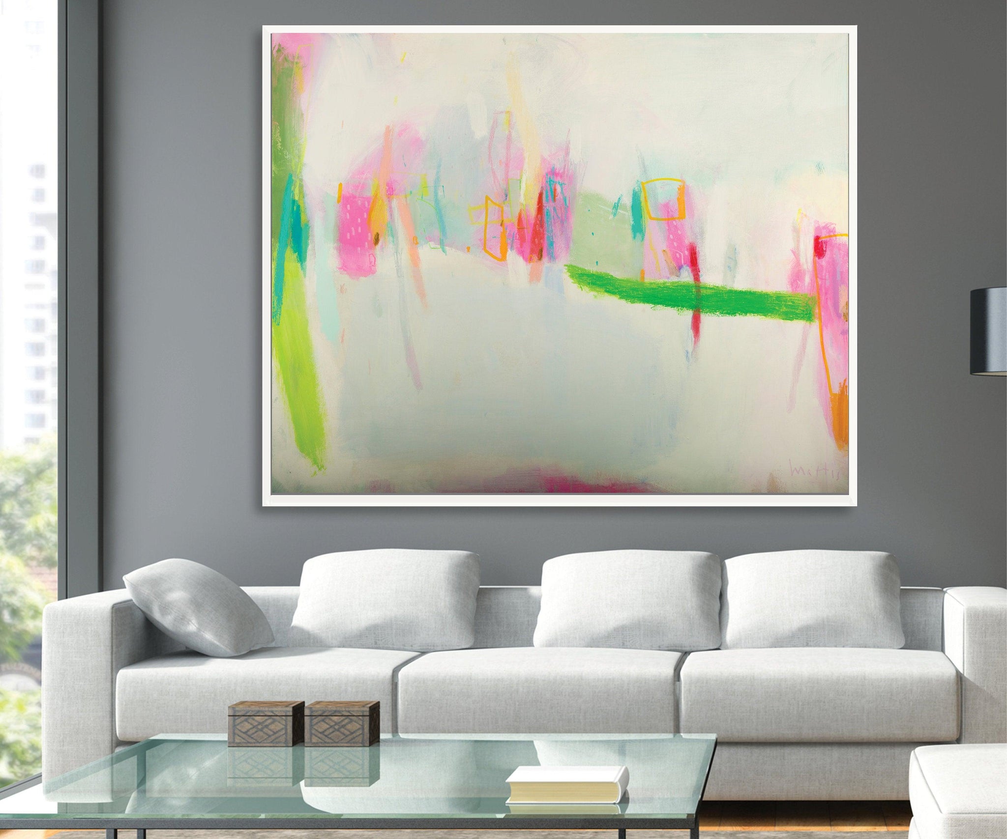 Pink minimalist print abstract wall art, modern landscape print art extra large wall art by Camilo Mattis - camilomattis.com