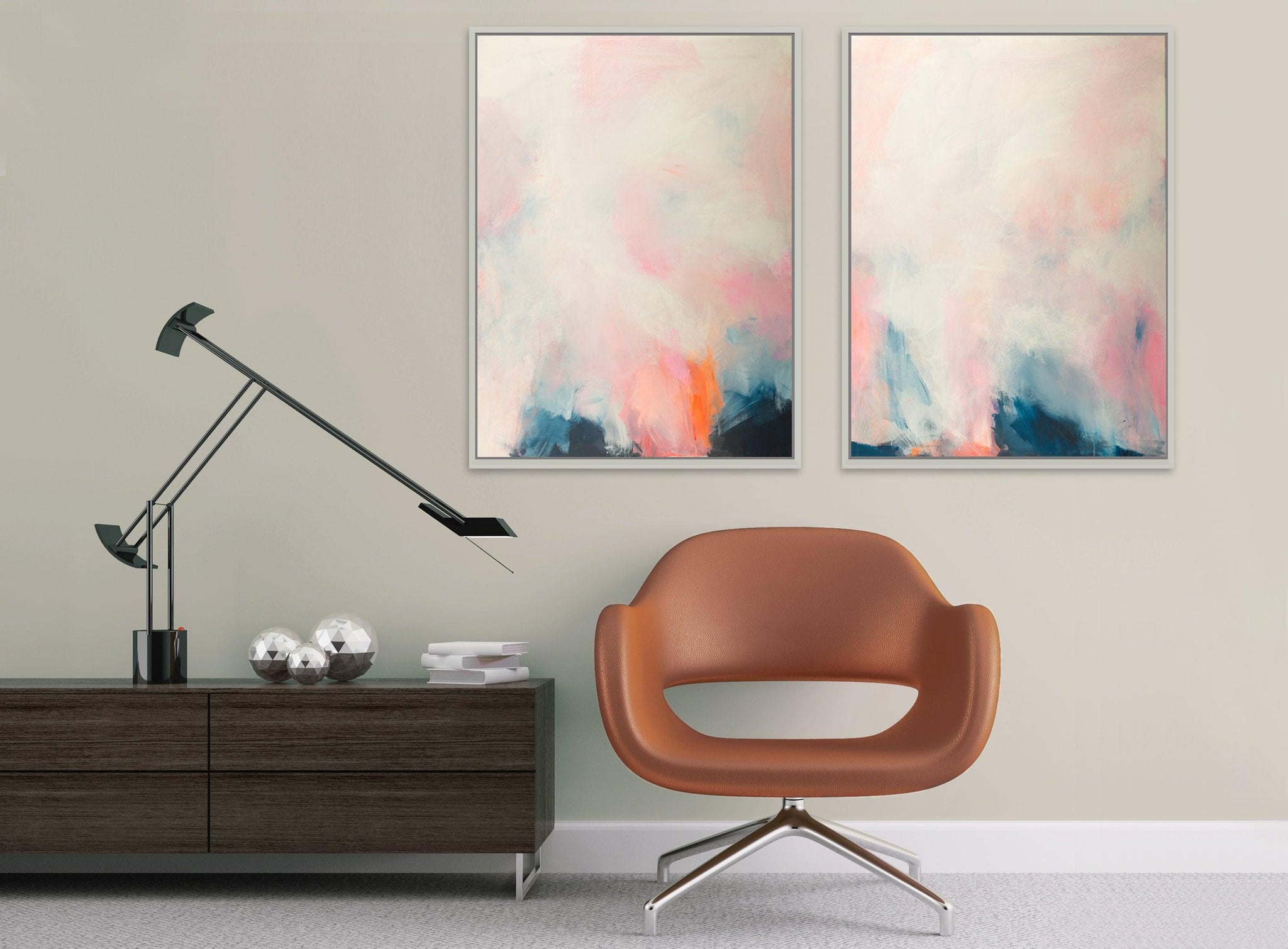 Pink and blue extra large wall art set, Modern Wall Art, Set of 2 Prints, Bedroom Decor, Zen Wall Art, Abstract Wall Art by Camilo Mattis - camilomattis.com