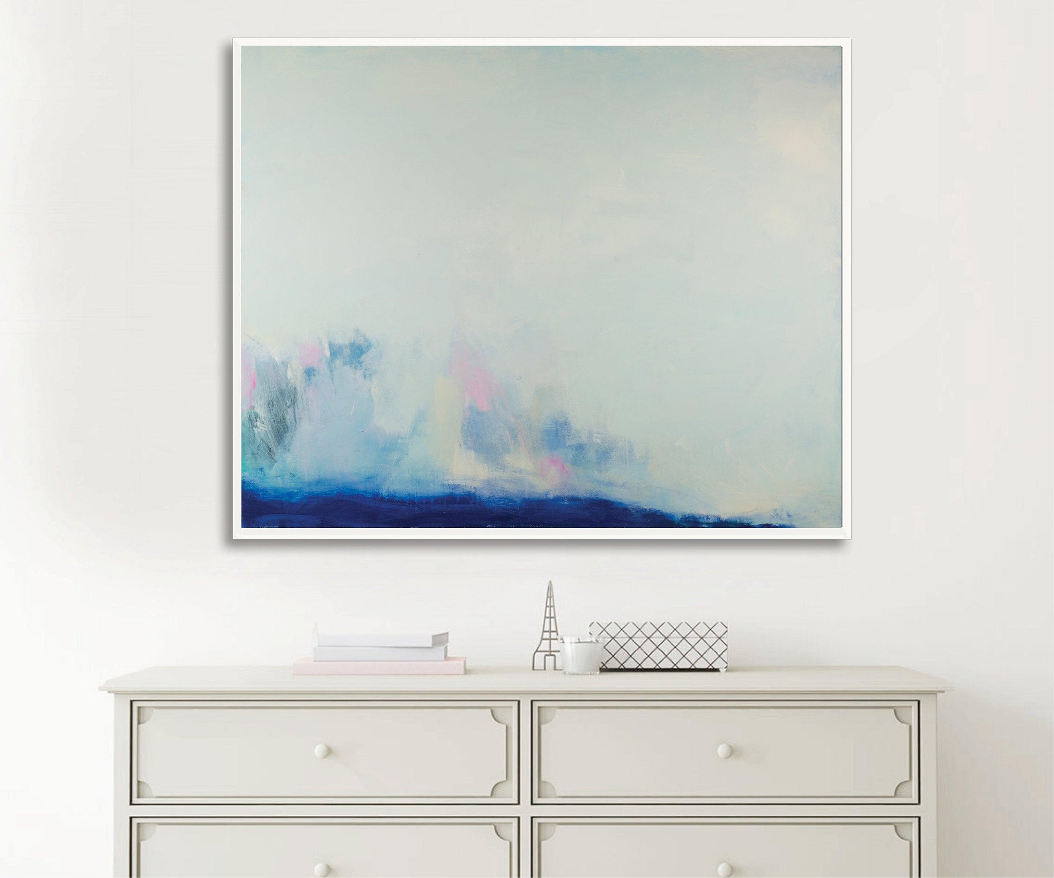 Light blue ocean cloud painting tale landscape original painting seascape painting on canvas by Camilo Mattis - camilomattis.com
