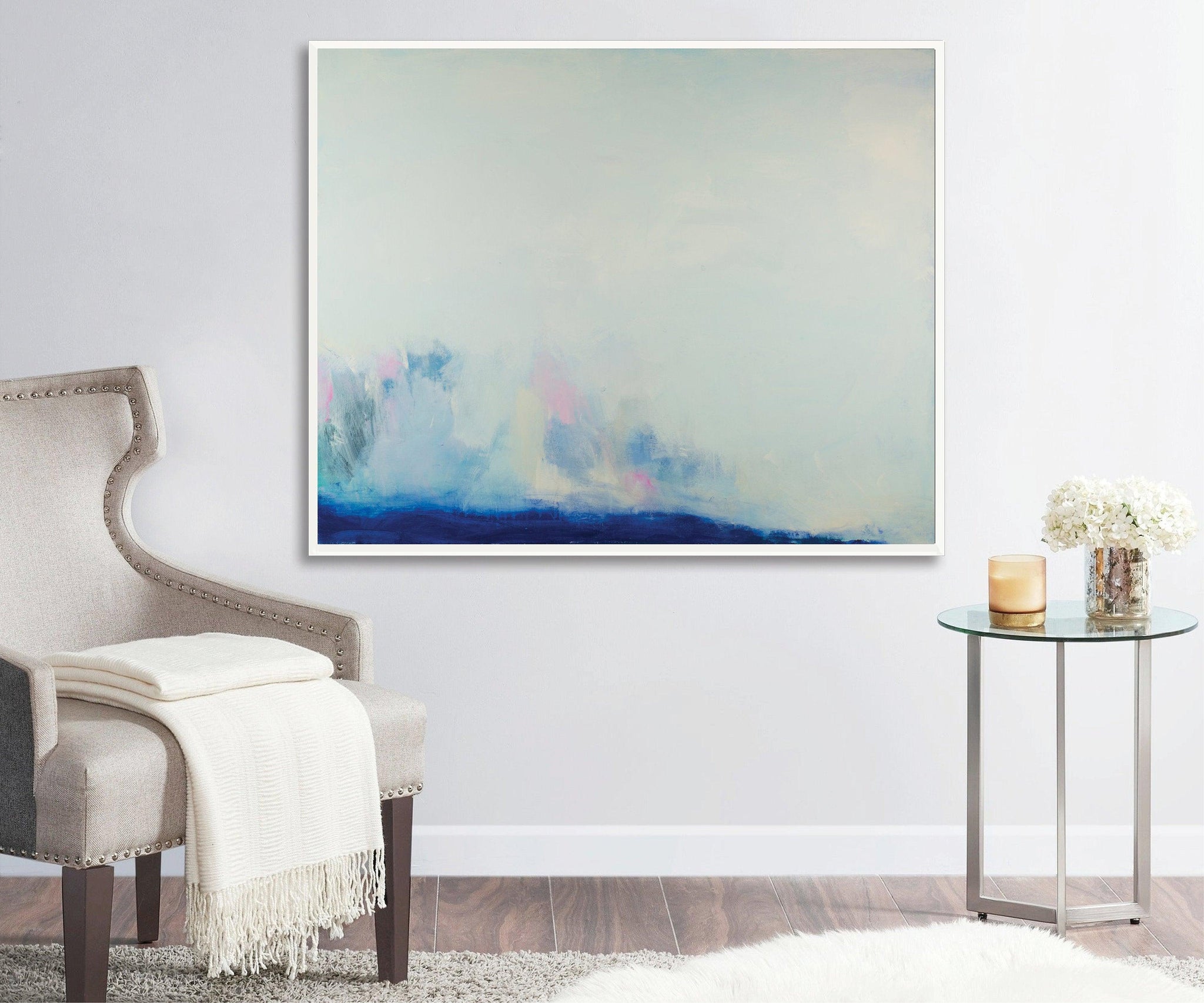 Light blue ocean cloud painting tale landscape original painting seascape painting on canvas by Camilo Mattis - camilomattis.com