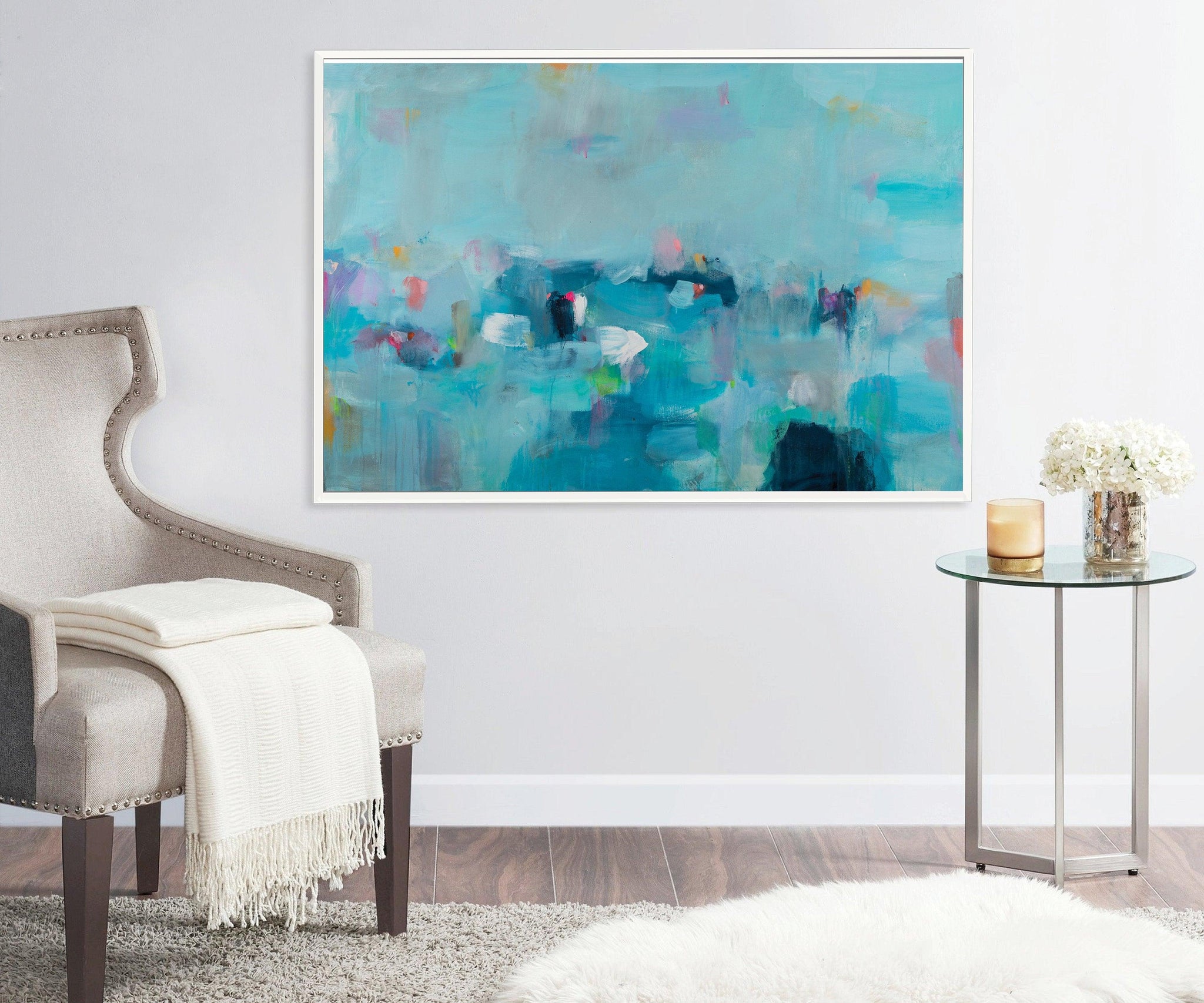 Extra large blue abstract art, wall art print, ocean print, art print, large print, seascape print abstract by Camilo Mattis - camilomattis.com