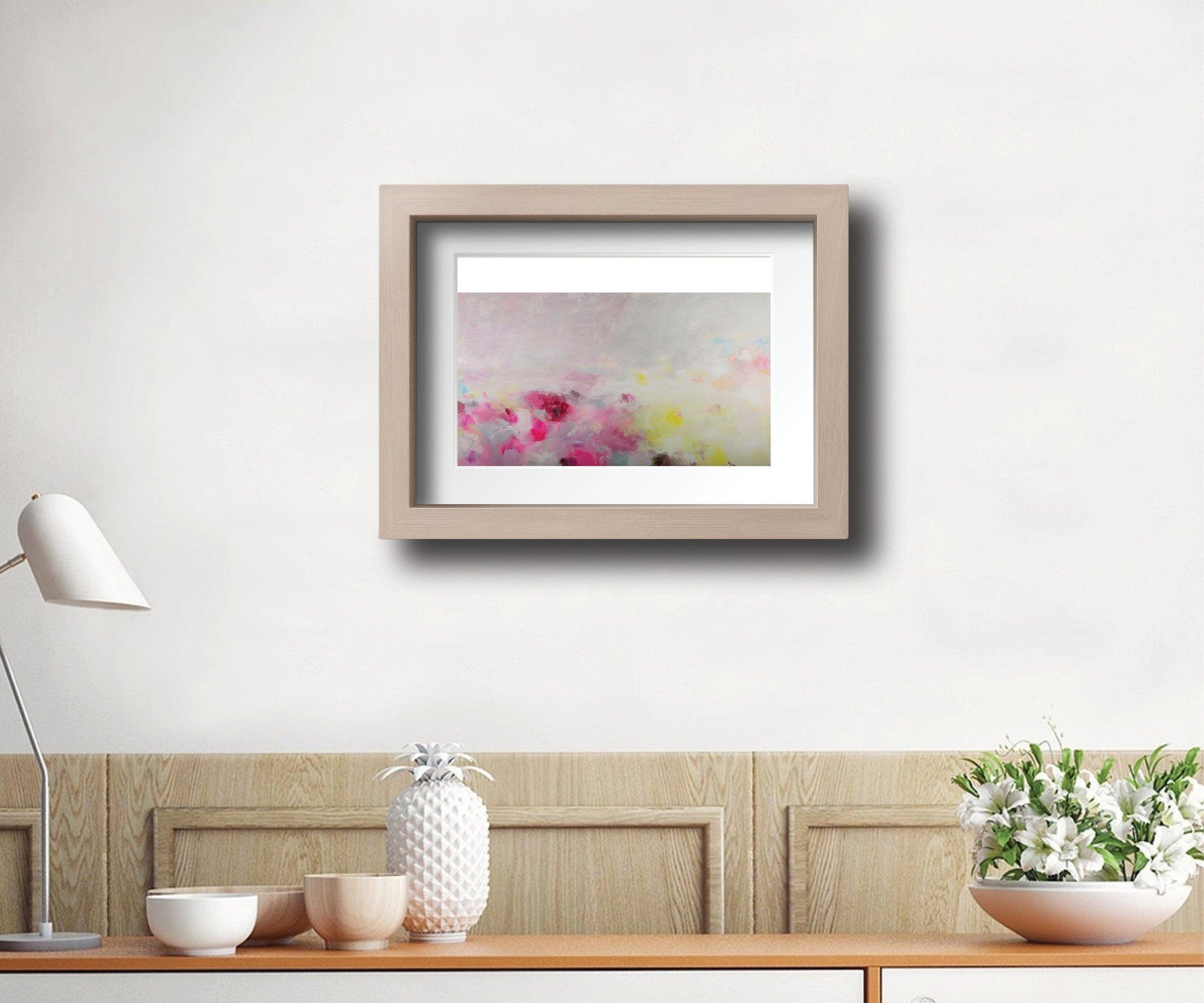 Extra large modern pink wall art, Landscape print, large abstract painting print, pink and yellow painting, acrylic abstract painting - camilomattis.com
