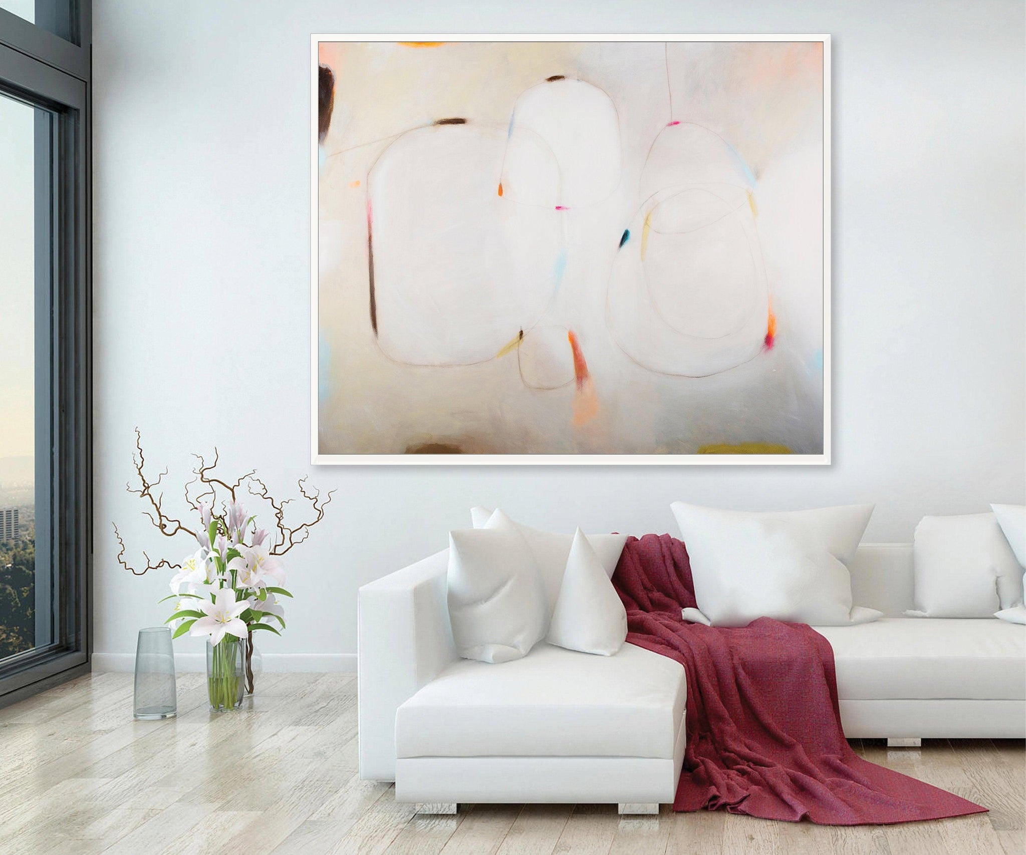 Extra large modern wall art abstract print, Beige minimalist painting print, contemporary print, acrylic abstract painting by Camilo Mattis - camilomattis.com