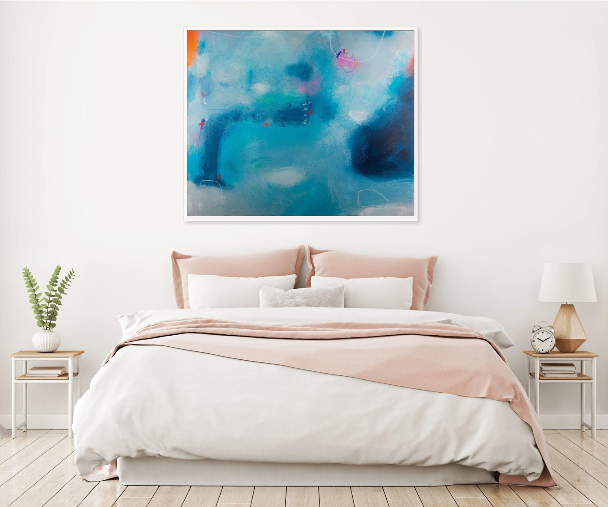 Extra large abstract print modern blue wall art, contemporary print blue minimalist painting print, acrylic abstract painting - camilomattis.com