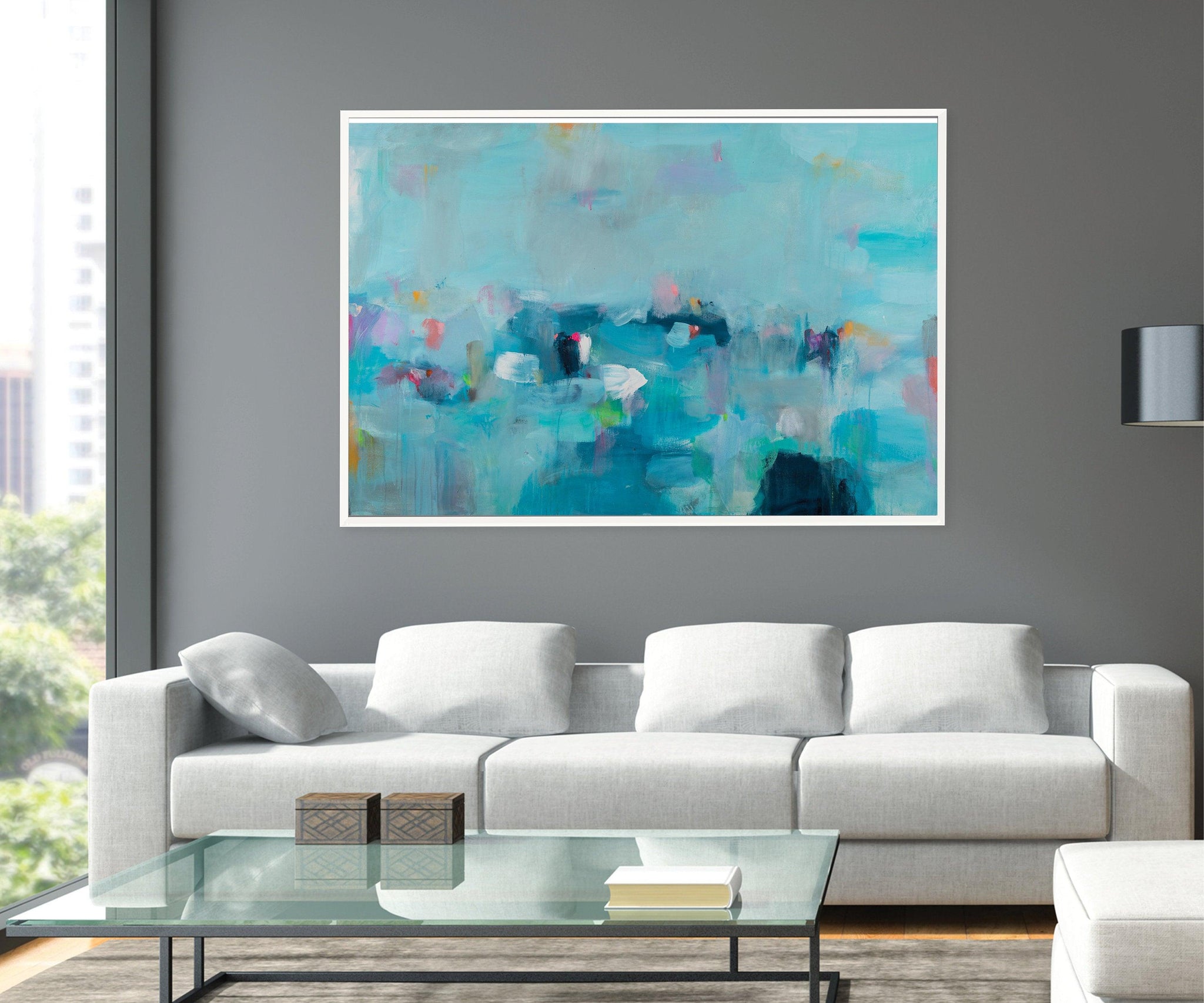 Extra large blue abstract art, wall art print, ocean print, art print, large print, seascape print abstract by Camilo Mattis - camilomattis.com