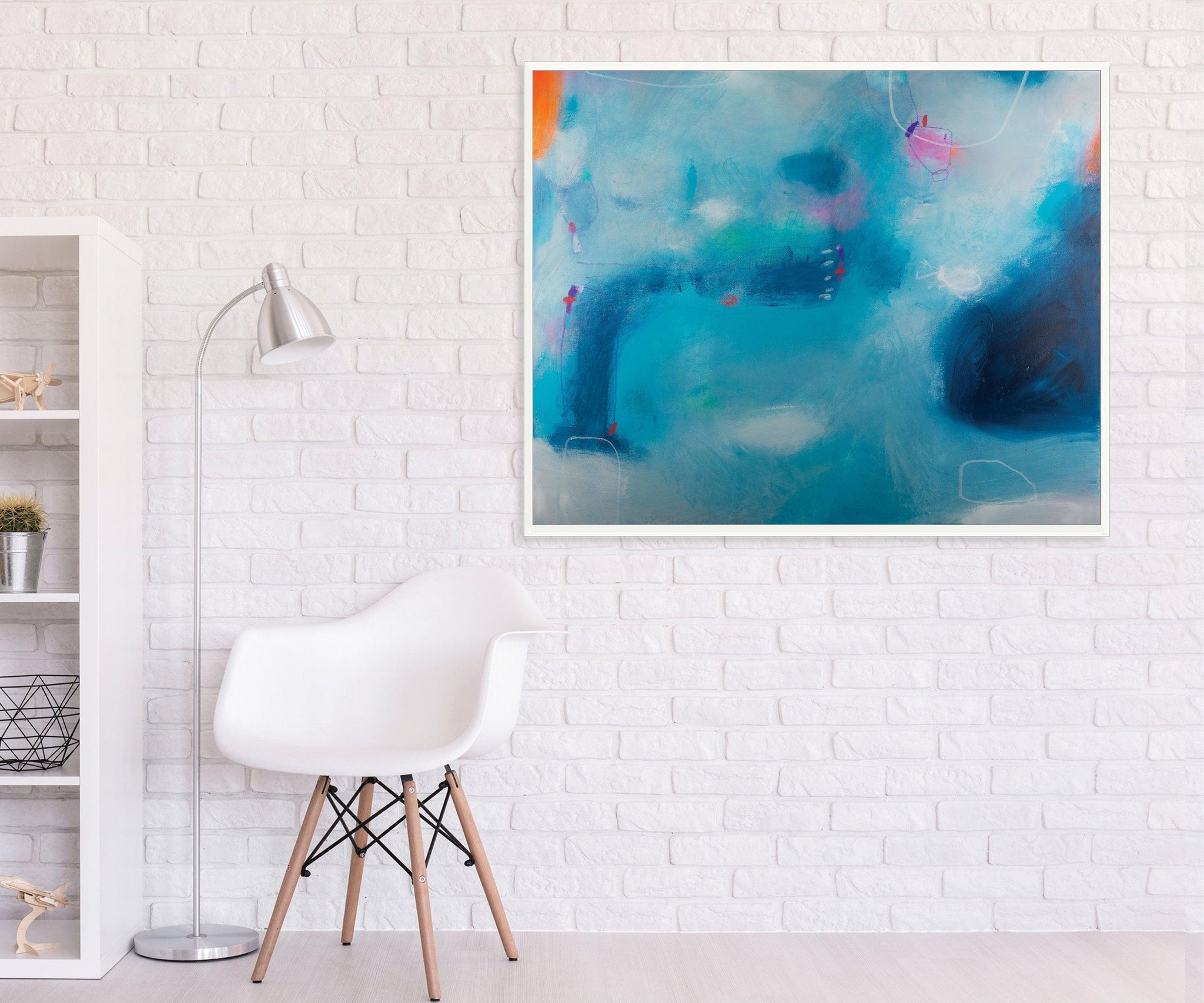 Extra large abstract print modern blue wall art, contemporary print blue minimalist painting print, acrylic abstract painting - camilomattis.com