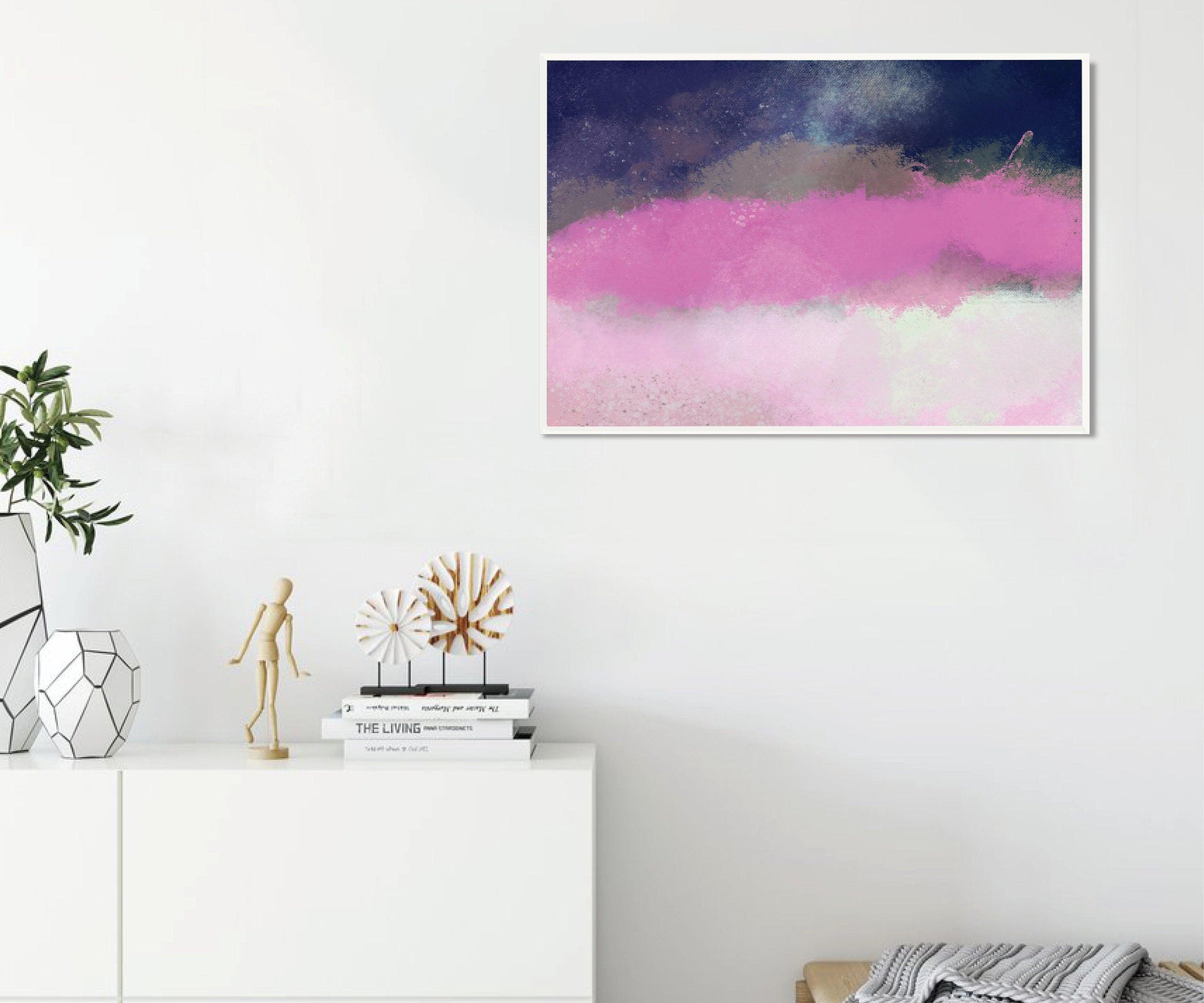 Pink and Blue Extra large wall art print Pink wall art print living room wall art canvas wall art by Camilo Mattis - camilomattis.com
