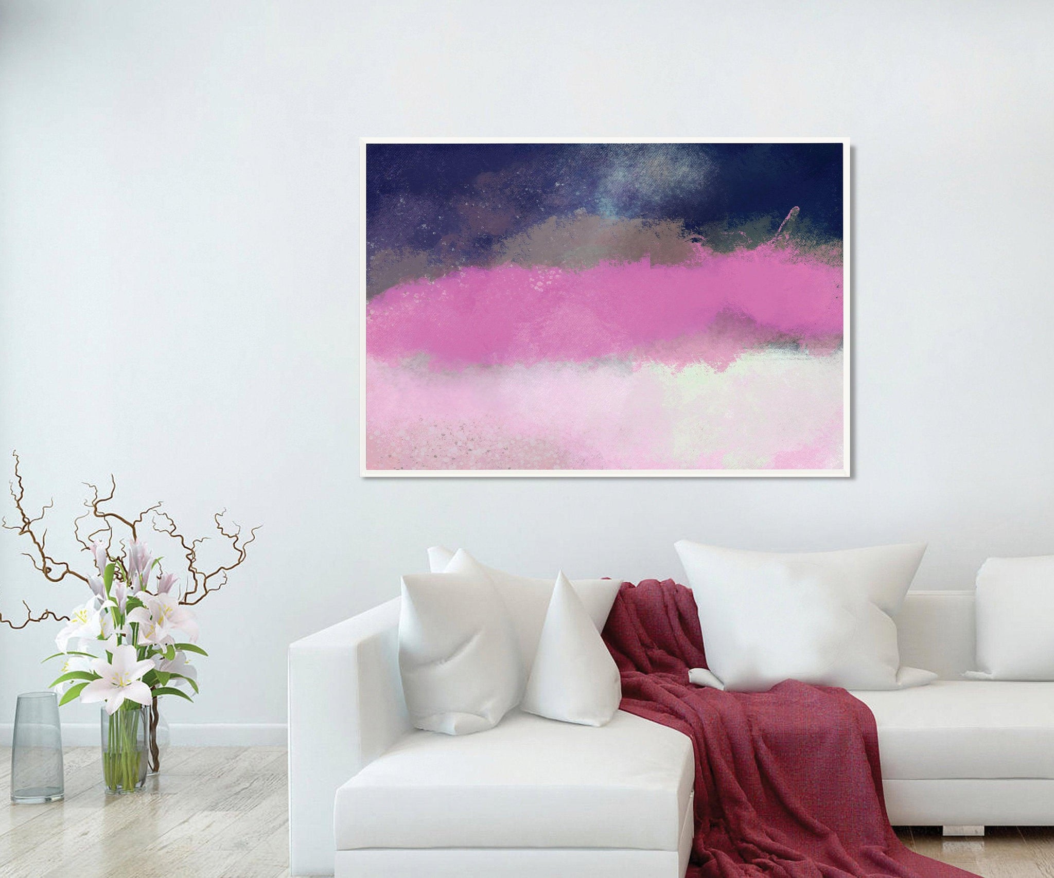 Pink and Blue Extra large wall art print Pink wall art print living room wall art canvas wall art by Camilo Mattis - camilomattis.com