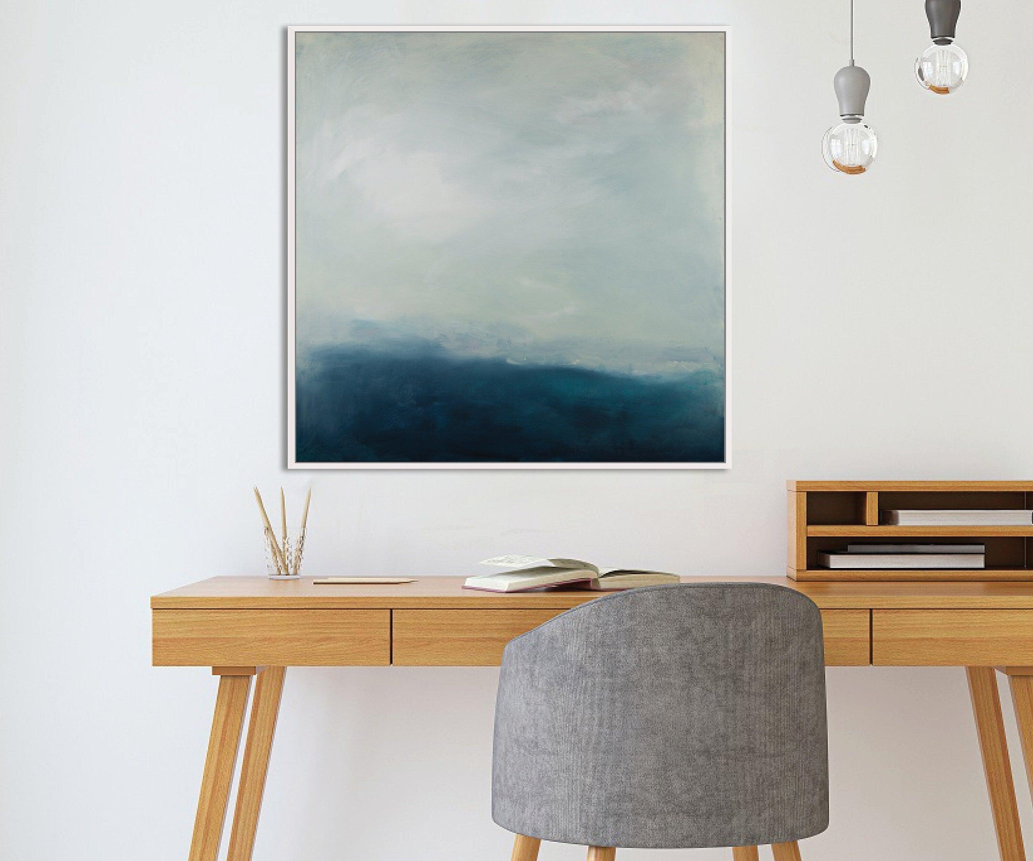 Abstract Beach painting Print Blue original painting Ocean Print Sea Painting Modern Painting Seascape Painting Scene Abstract Art