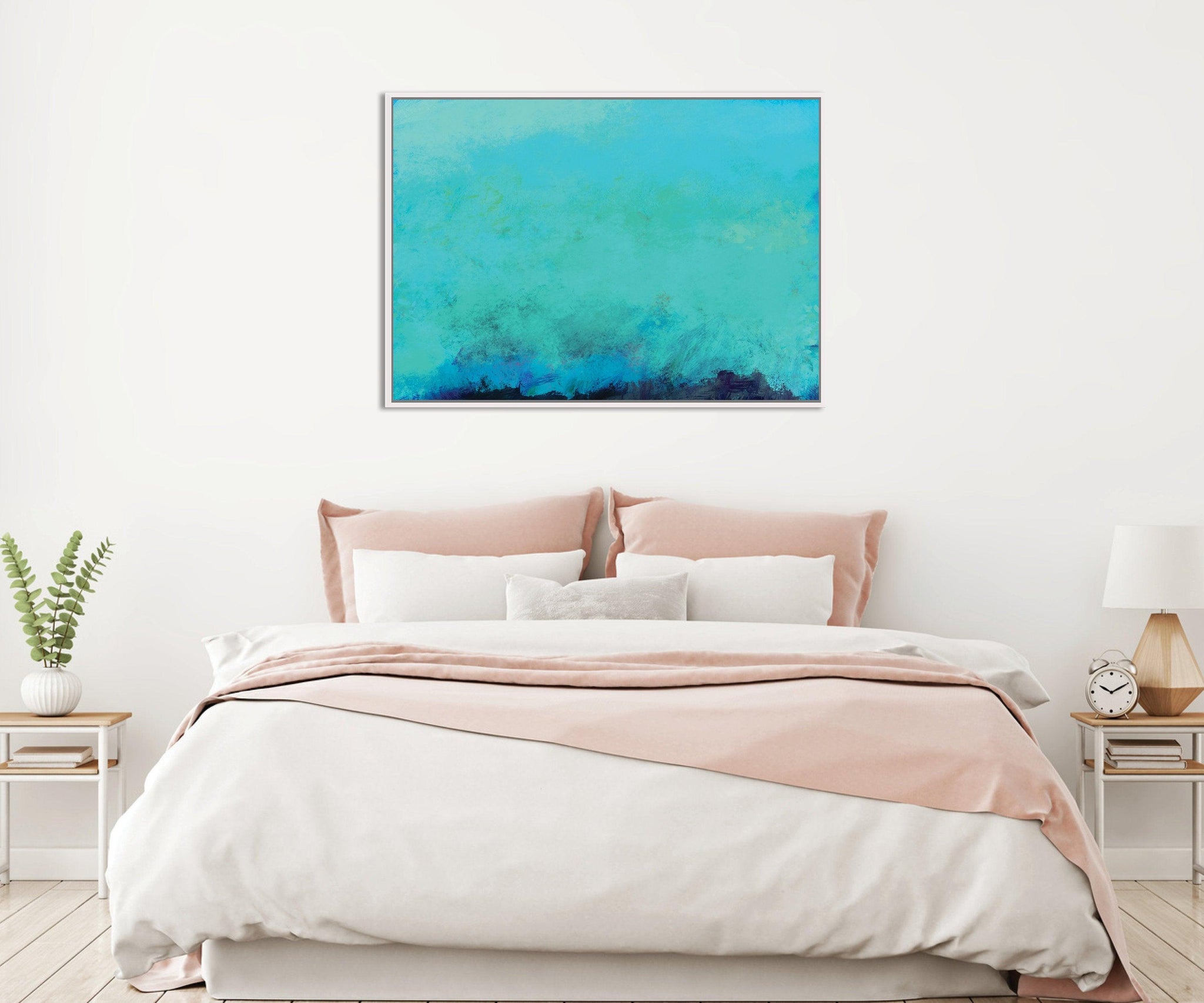 extra large Teal wall art print, Acrylic canvas print teal abstract wall art, large abstract art, Camilo Mattis - camilomattis.com