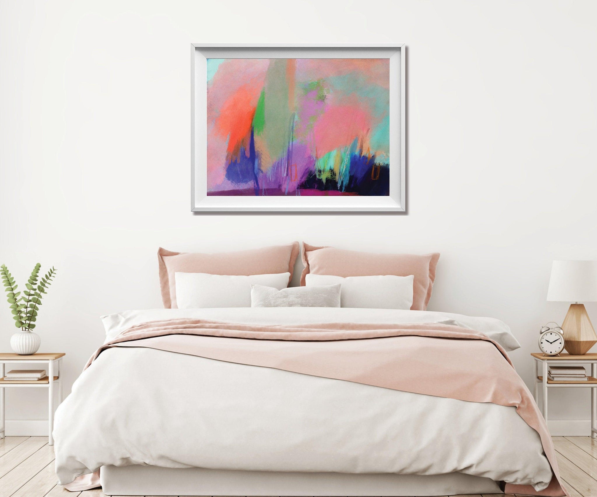 Colorful print, Extra large wall art print, Pink and orange wall art print, living room wall art, canvas wall art by Camilo Mattis - camilomattis.com