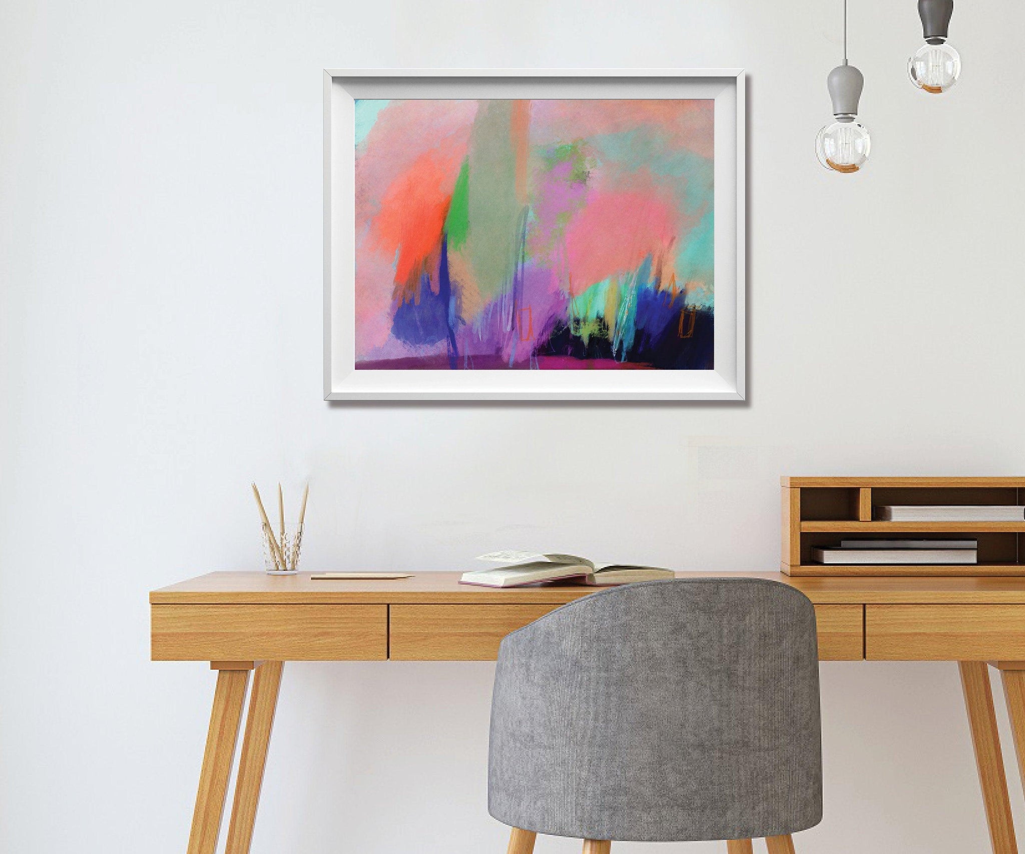 Colorful print, Extra large wall art print, Pink and orange wall art print, living room wall art, canvas wall art by Camilo Mattis - camilomattis.com