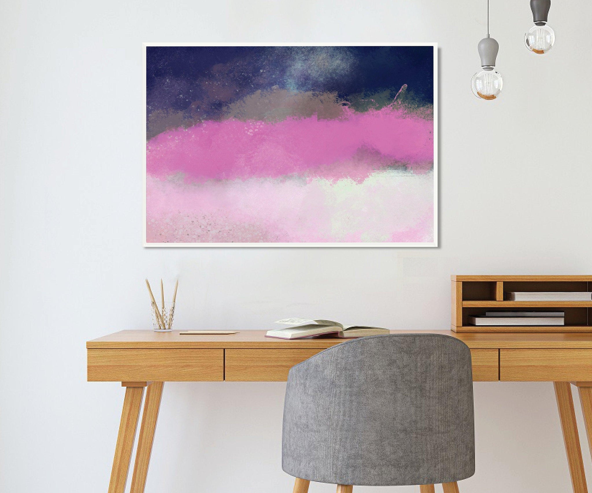 Pink and Blue Extra large wall art print Pink wall art print living room wall art canvas wall art by Camilo Mattis - camilomattis.com