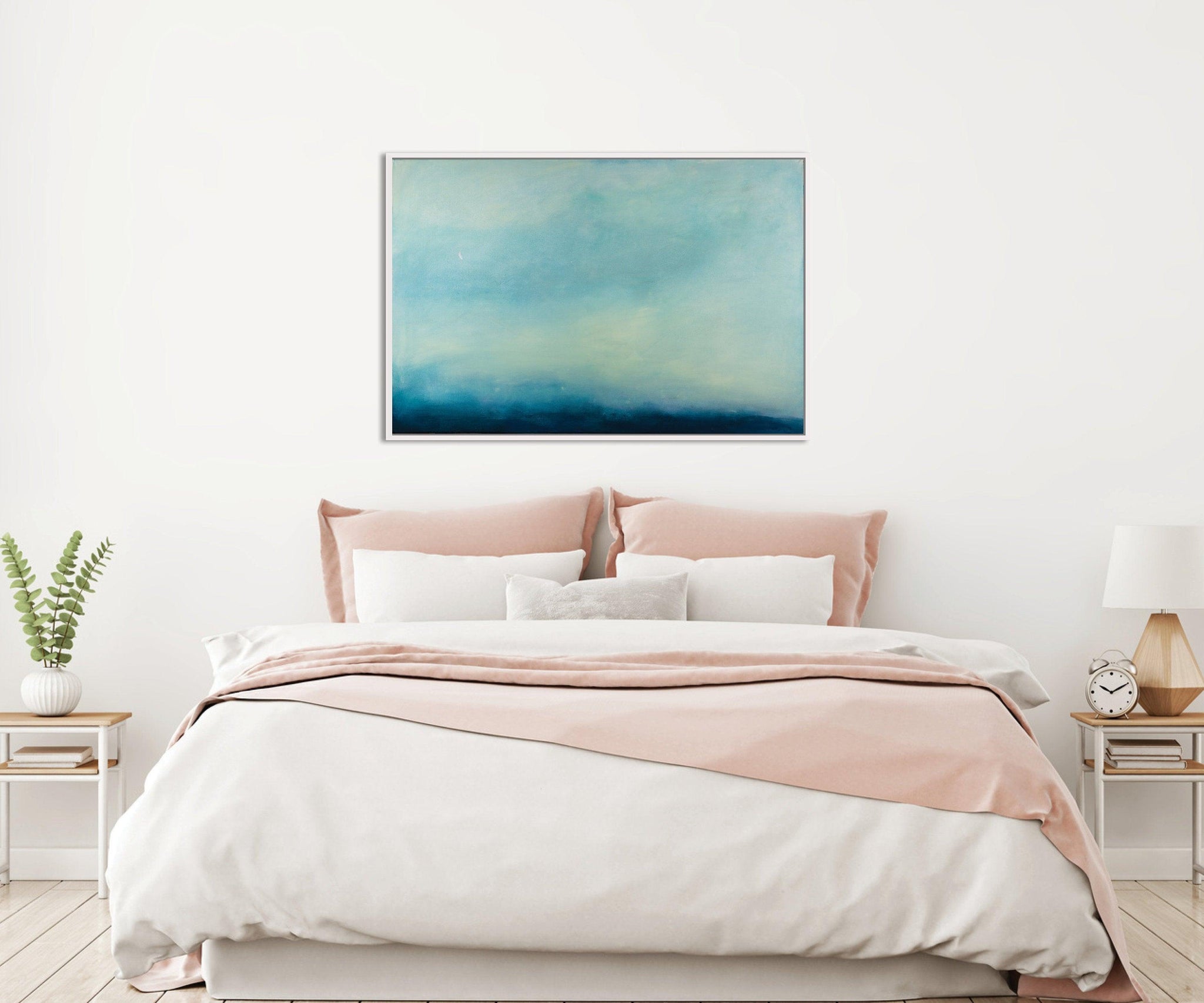 Landscape original painting Light blue ocean cloud painting tale seascape painting on canvas by Camilo Mattis - camilomattis.com