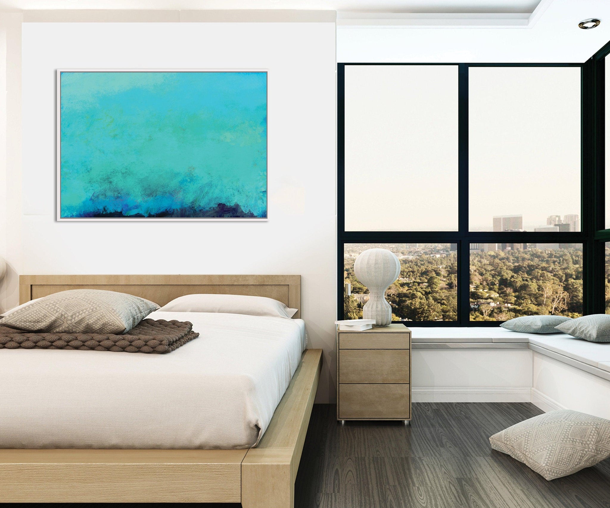 extra large Teal wall art print, Acrylic canvas print teal abstract wall art, large abstract art, Camilo Mattis - camilomattis.com