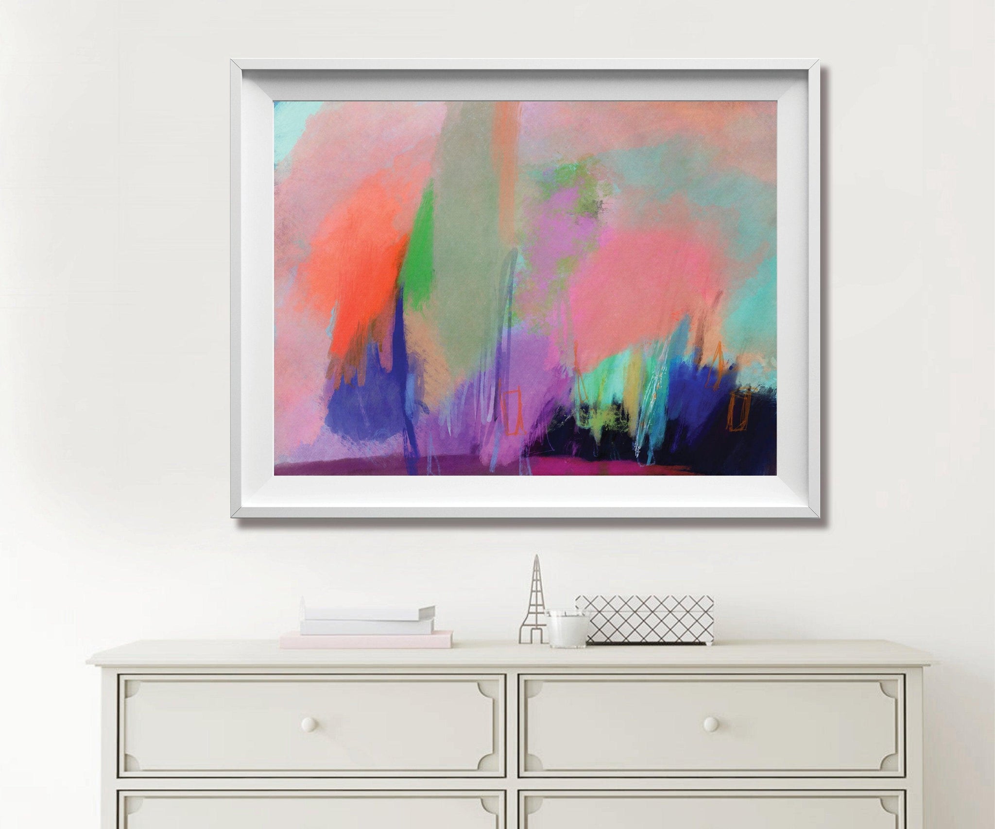 Colorful print, Extra large wall art print, Pink and orange wall art print, living room wall art, canvas wall art by Camilo Mattis - camilomattis.com