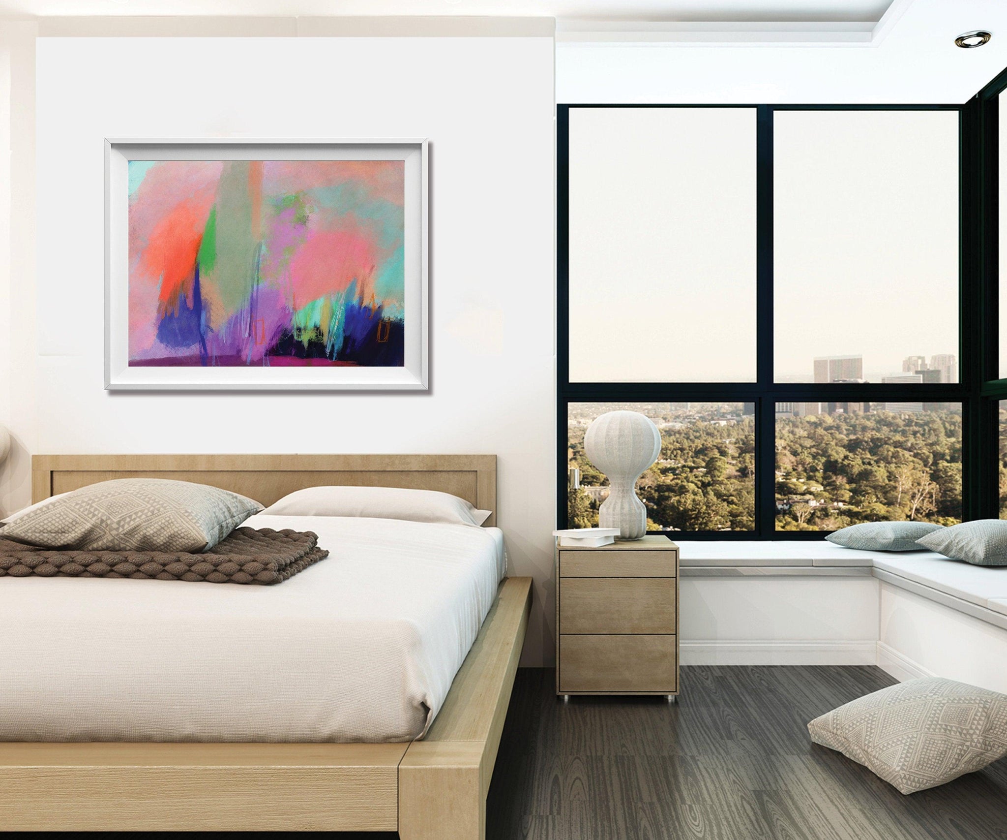 Colorful print, Extra large wall art print, Pink and orange wall art print, living room wall art, canvas wall art by Camilo Mattis - camilomattis.com