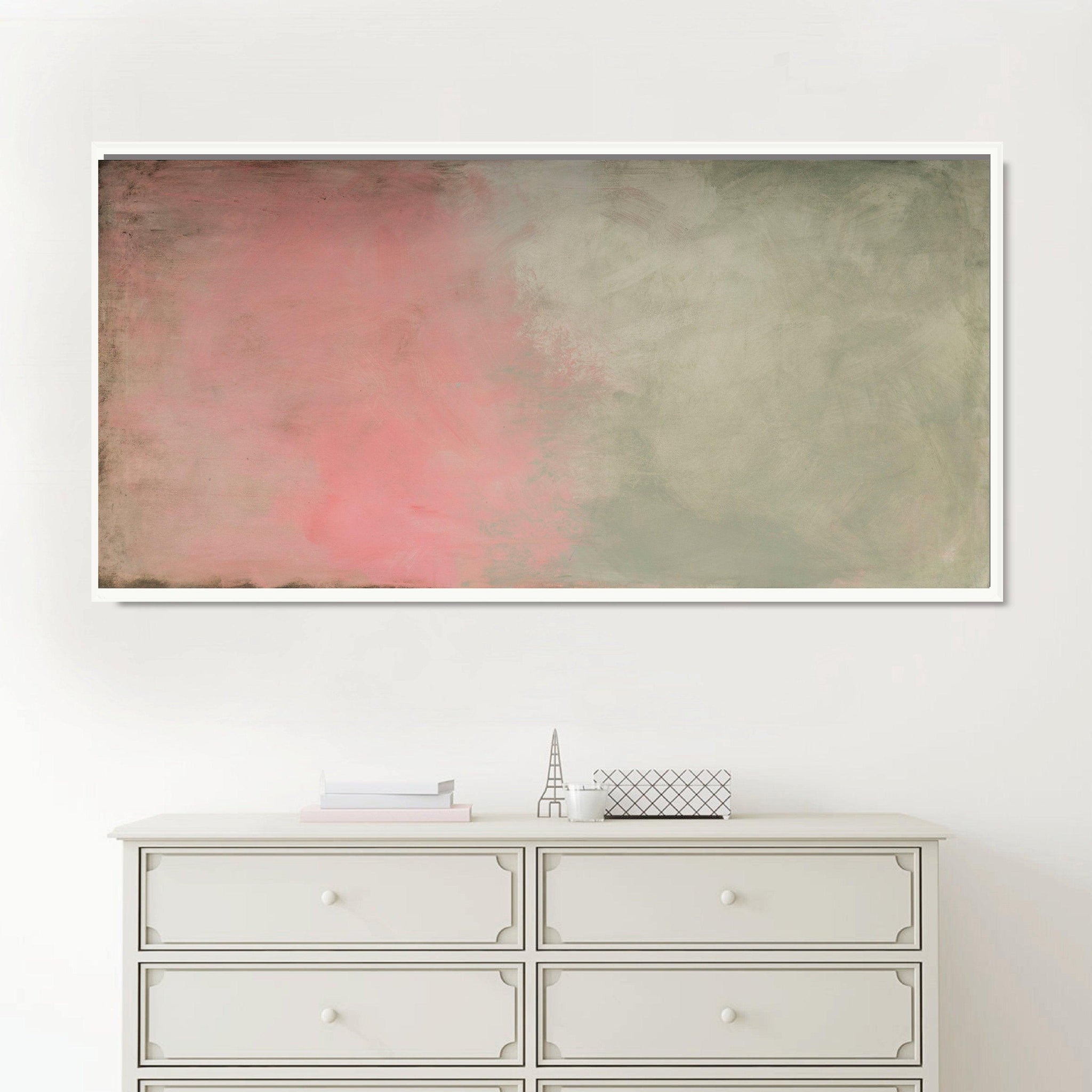 Green minimalist Abstract fine art originalt, Large wall art, Abstract painting green and pink - camilomattis.com