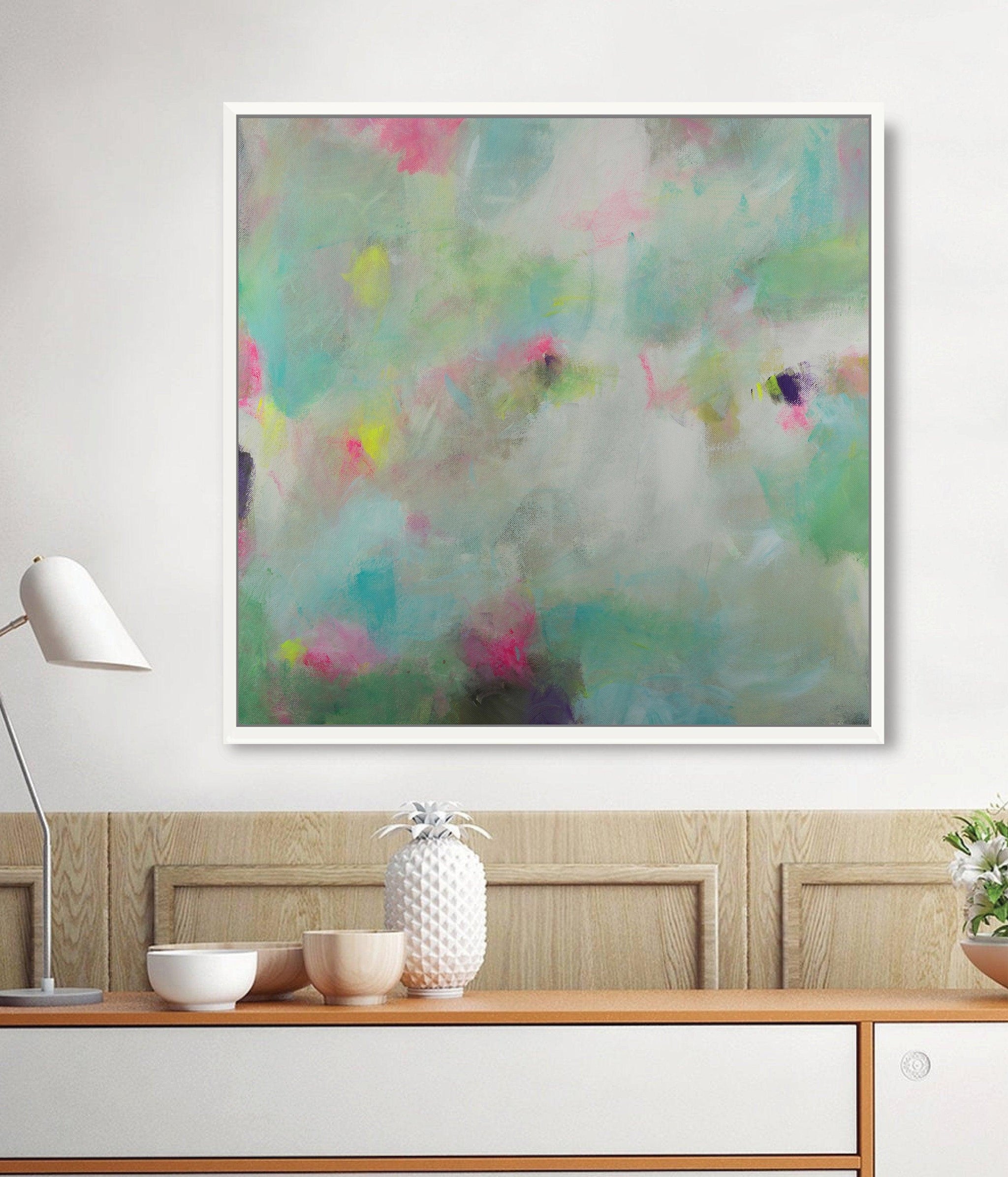 Teal large abstract print, turquoise extra large wall art print - camilomattis.com