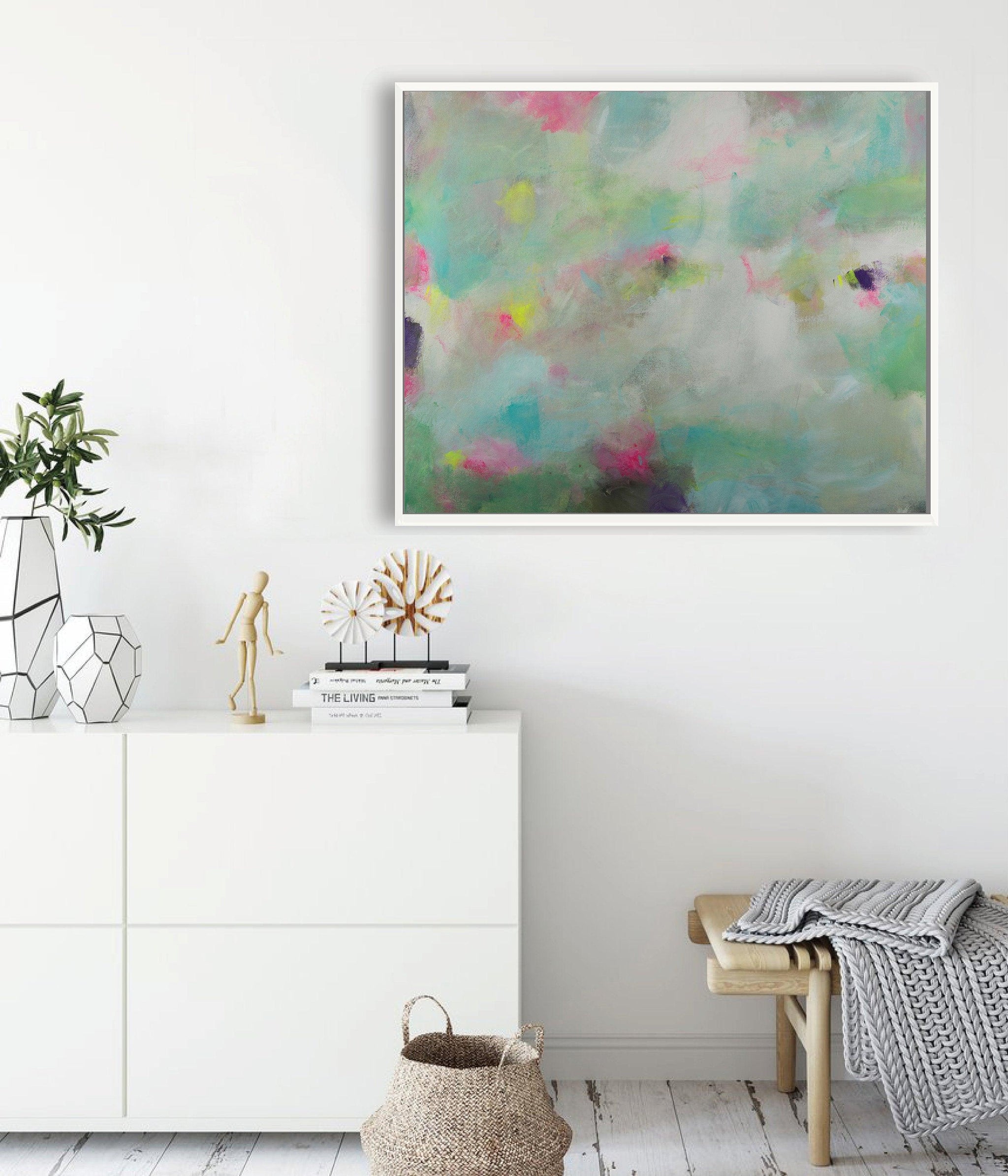 Teal large abstract print, turquoise extra large wall art print - camilomattis.com
